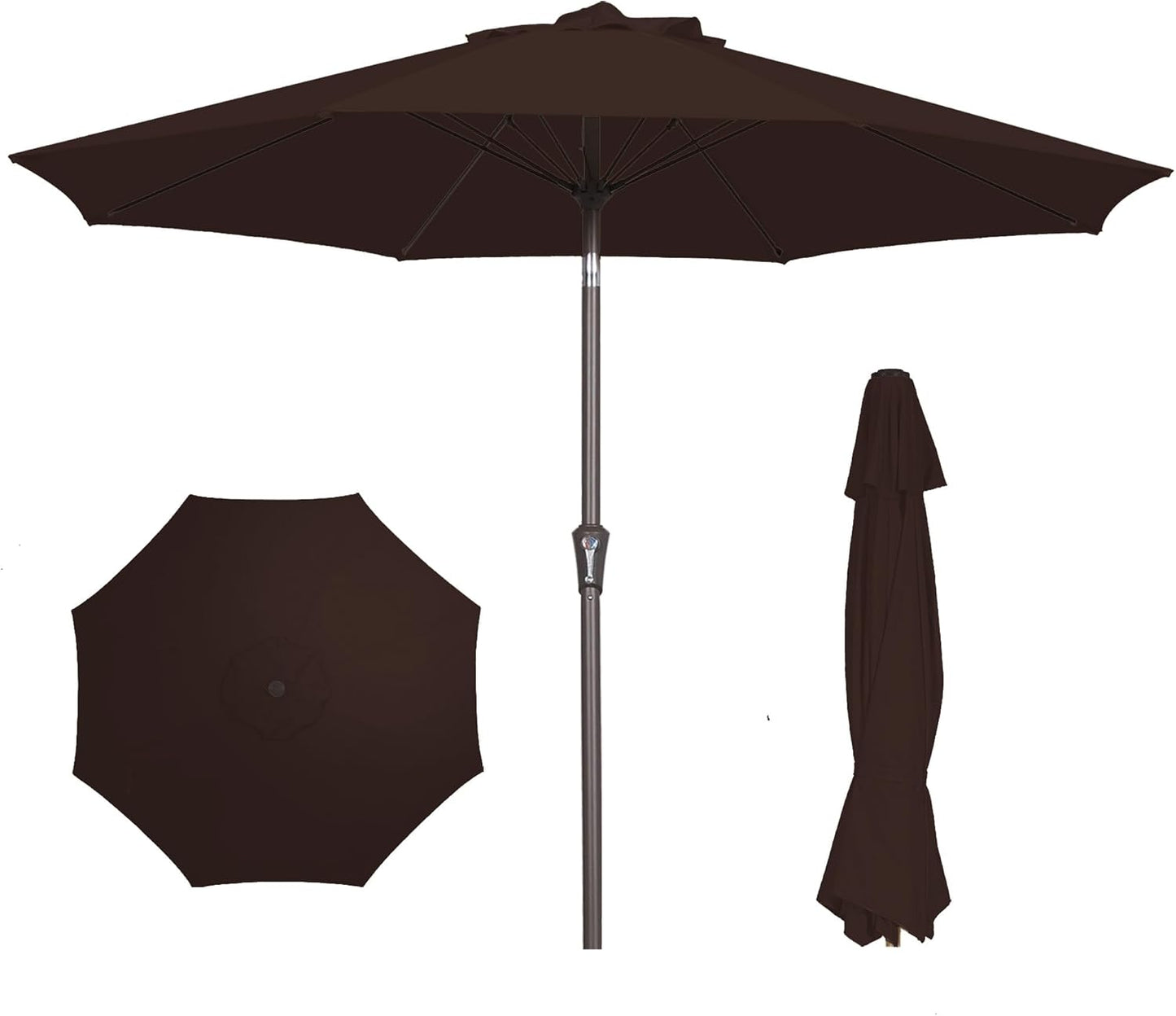 PatioKingdom 10FT Patio Umbrella with Push Button Tilt and Crank, Outdoor Market Umbrella with 8 Fiberglass Ribs, UV Protection Table Umbrella for Pool,Backyard,Garden,Deck(Navy, 10FT)