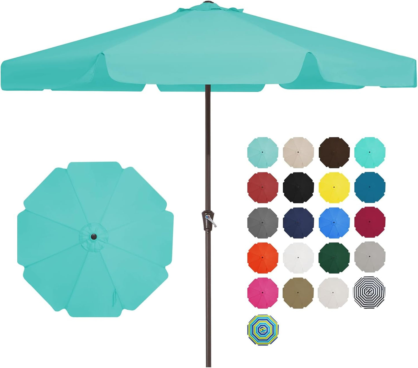 JEAREY 12' Patio Umbrellas Outdoor Table Market Umbrella w/Crank, 8 Sturdy Ribs, UV Protection Waterproof Sunproof(Brown)