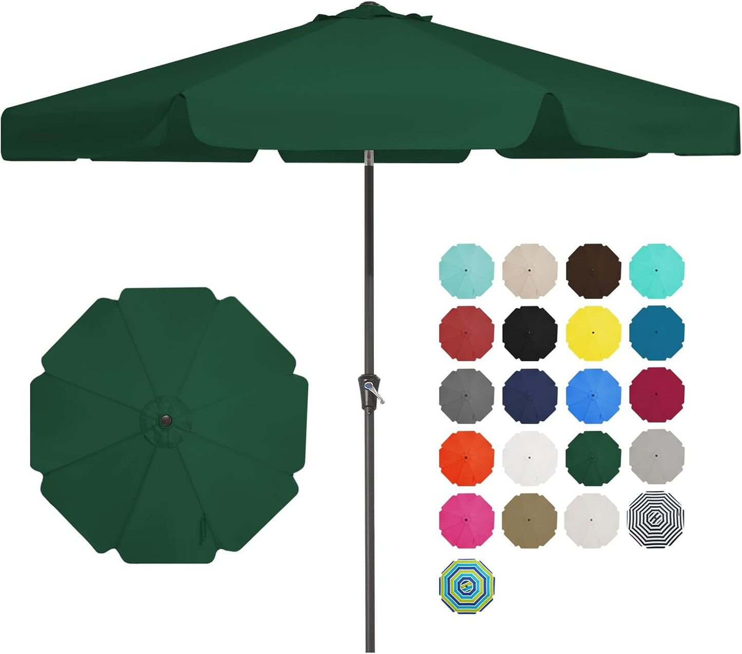 JEAREY 12' Patio Umbrellas Outdoor Table Market Umbrella w/Crank, 8 Sturdy Ribs, UV Protection Waterproof Sunproof(Brown)