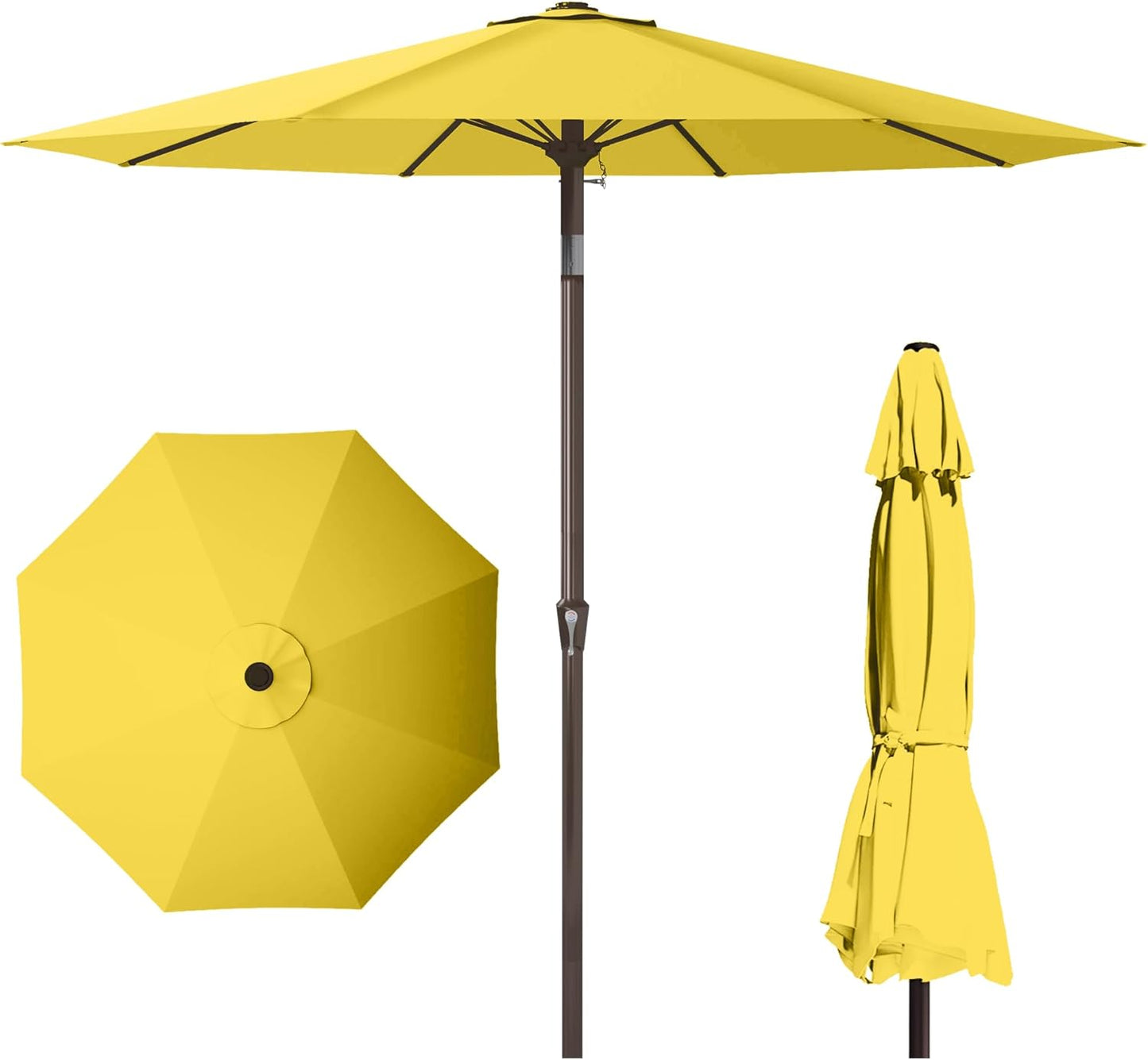 PatioKingdom 10FT Patio Umbrella with Push Button Tilt and Crank, Outdoor Market Umbrella with 8 Fiberglass Ribs, UV Protection Table Umbrella for Pool,Backyard,Garden,Deck(Navy, 10FT)