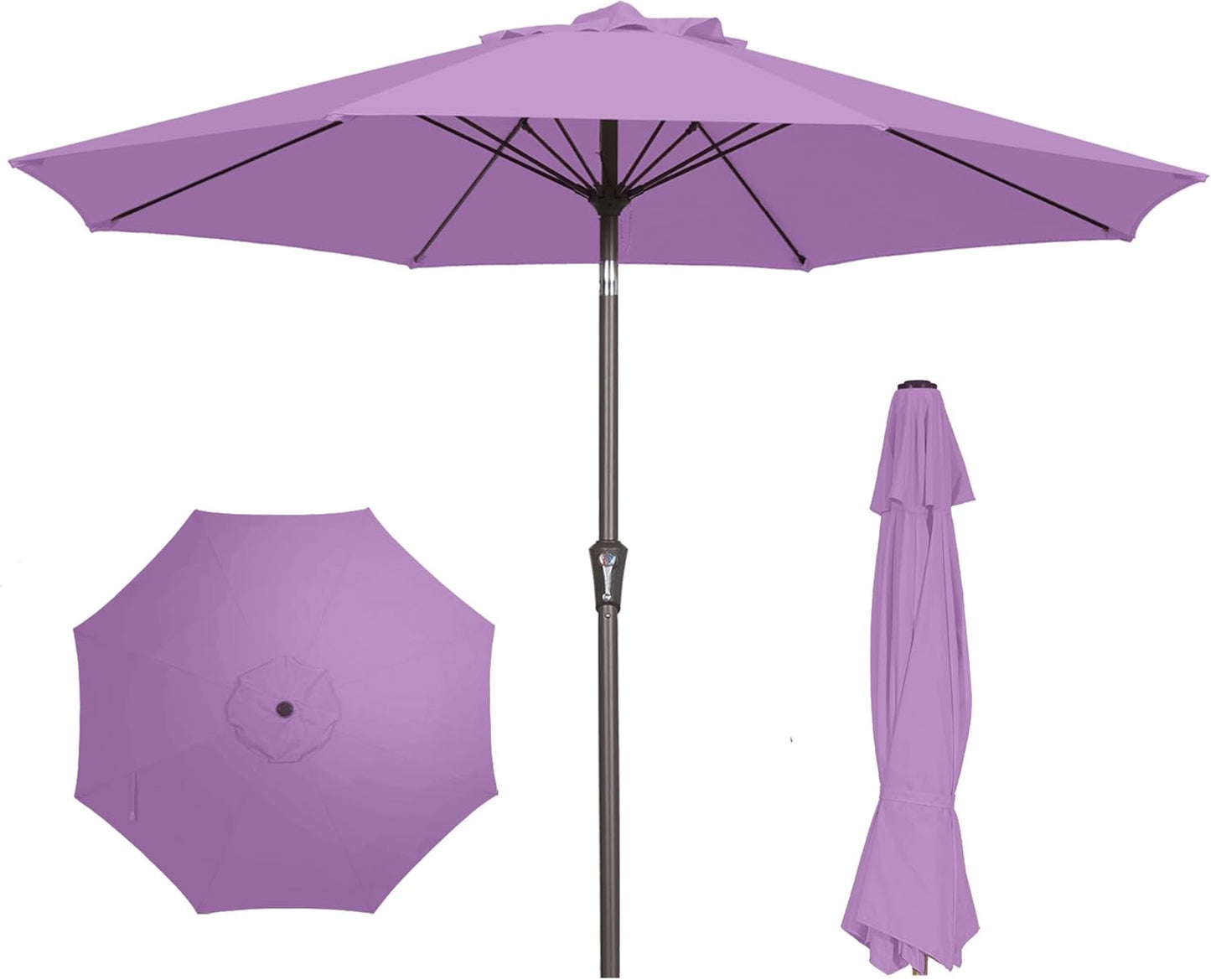 PatioKingdom 10FT Patio Umbrella with Push Button Tilt and Crank, Outdoor Market Umbrella with 8 Fiberglass Ribs, UV Protection Table Umbrella for Pool,Backyard,Garden,Deck(Navy, 10FT)