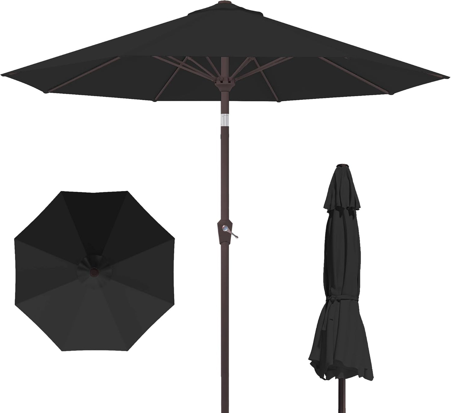 PatioKingdom 10FT Patio Umbrella with Push Button Tilt and Crank, Outdoor Market Umbrella with 8 Fiberglass Ribs, UV Protection Table Umbrella for Pool,Backyard,Garden,Deck(Navy, 10FT)