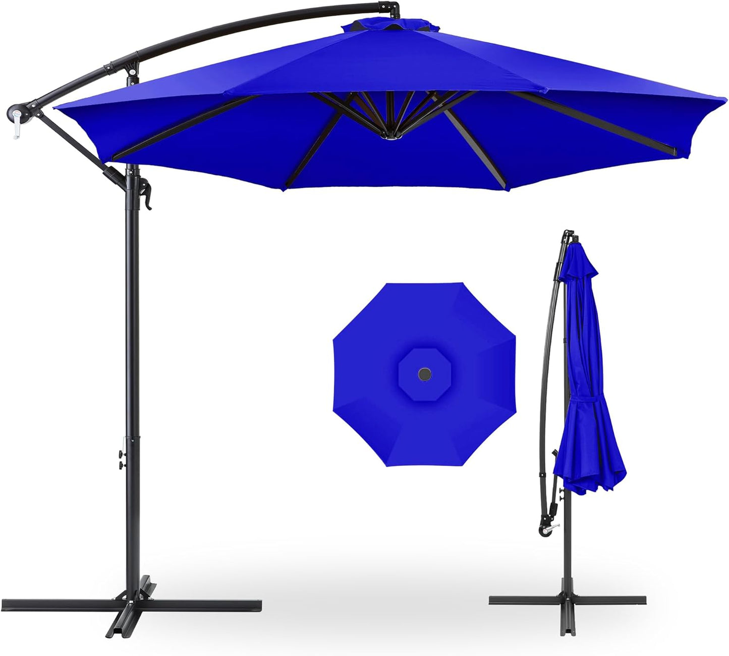 Best Choice Products 10ft Offset Hanging Market Patio Umbrella w/Easy Tilt Adjustment, Polyester Shade, 8 Ribs for Backyard, Poolside, Lawn and Garden