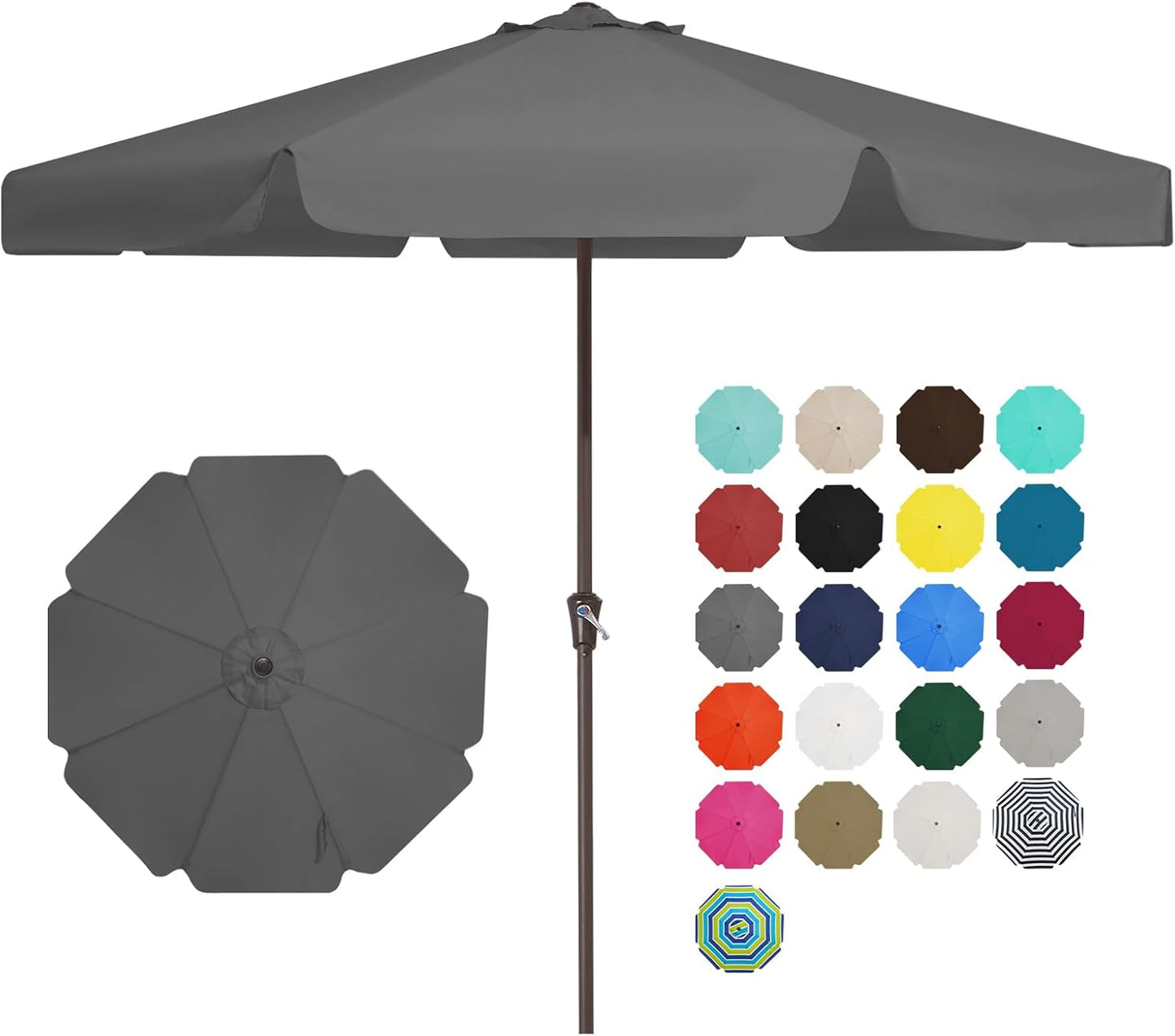 JEAREY 12' Patio Umbrellas Outdoor Table Market Umbrella w/Crank, 8 Sturdy Ribs, UV Protection Waterproof Sunproof(Brown)