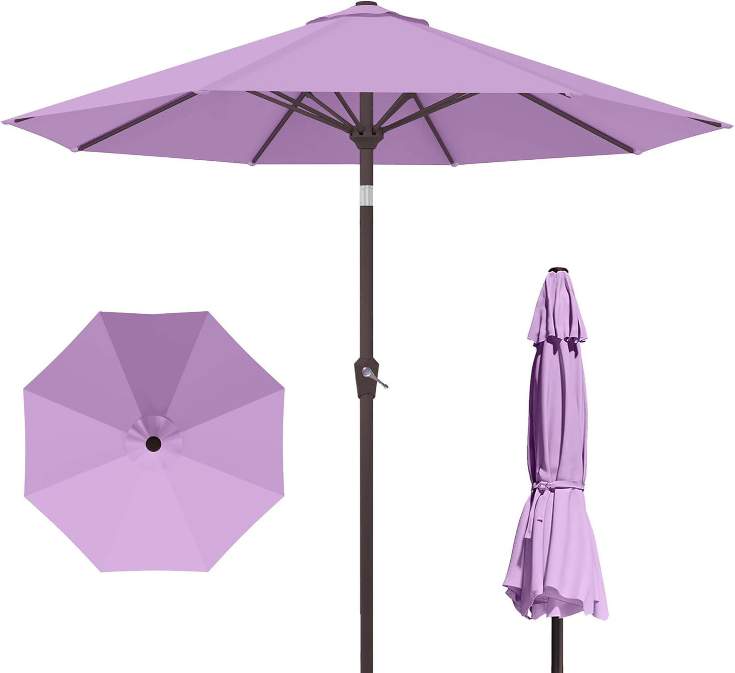 PatioKingdom 10FT Patio Umbrella with Push Button Tilt and Crank, Outdoor Market Umbrella with 8 Fiberglass Ribs, UV Protection Table Umbrella for Pool,Backyard,Garden,Deck(Navy, 10FT)