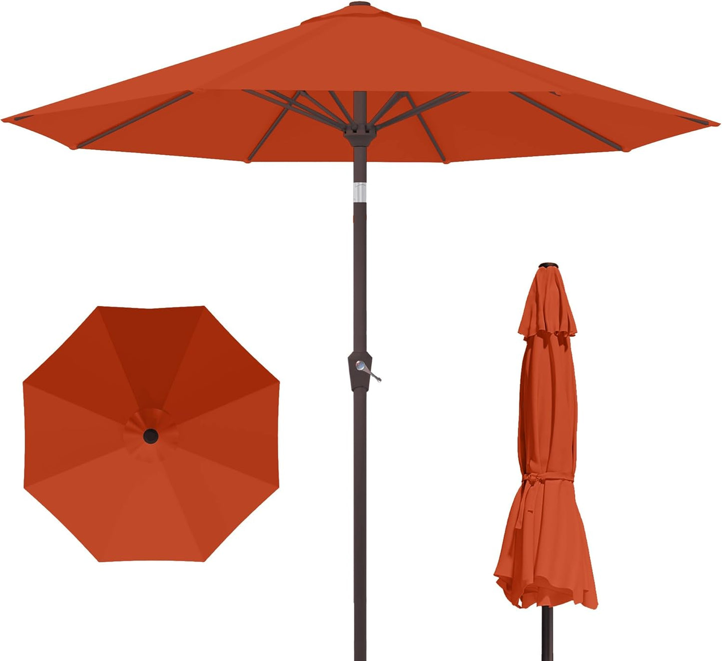 PatioKingdom 10FT Patio Umbrella with Push Button Tilt and Crank, Outdoor Market Umbrella with 8 Fiberglass Ribs, UV Protection Table Umbrella for Pool,Backyard,Garden,Deck(Navy, 10FT)