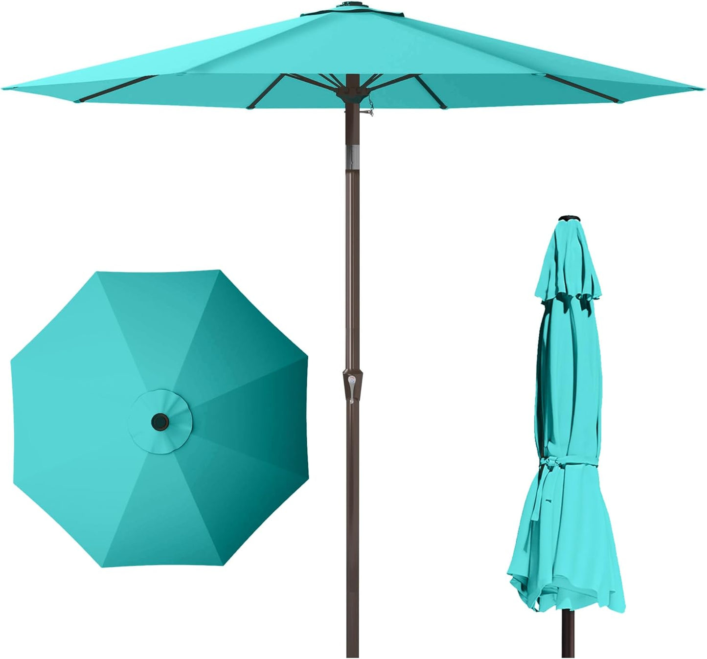 PatioKingdom 10FT Patio Umbrella with Push Button Tilt and Crank, Outdoor Market Umbrella with 8 Fiberglass Ribs, UV Protection Table Umbrella for Pool,Backyard,Garden,Deck(Navy, 10FT)