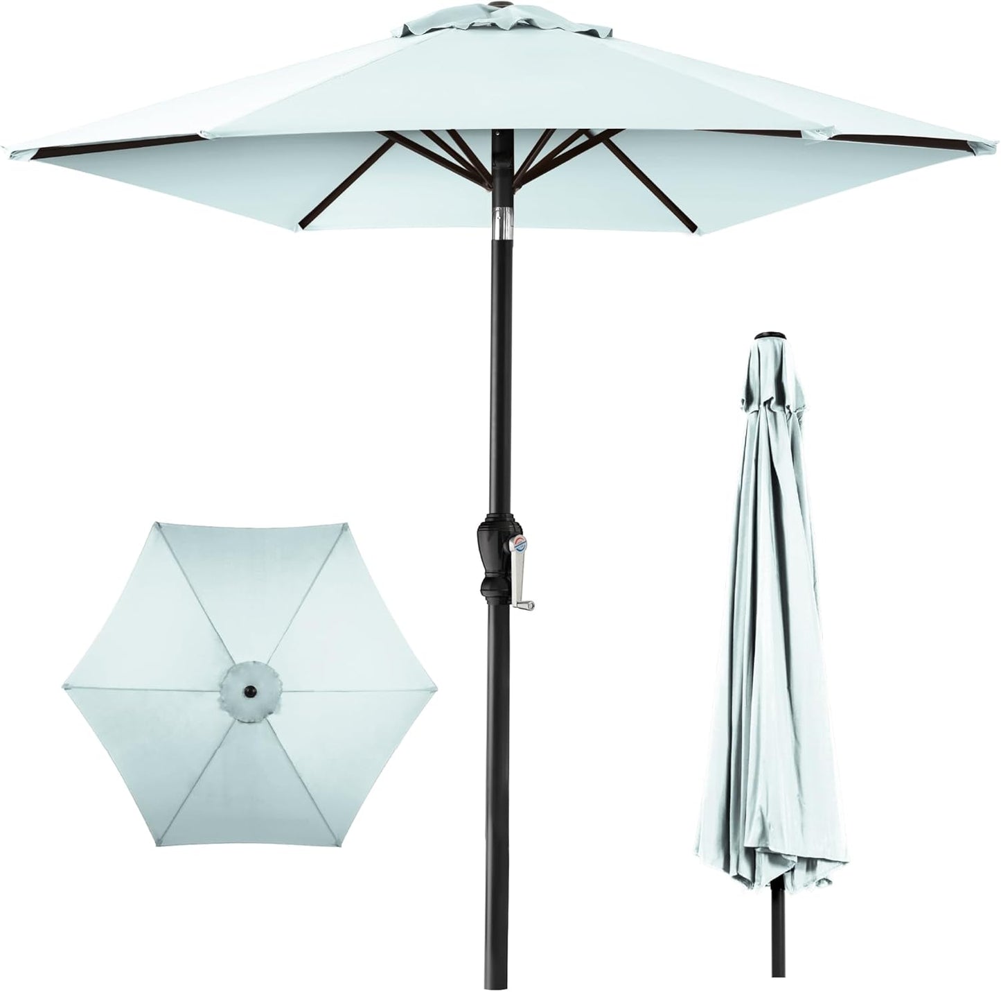 Best Choice Products 10ft Outdoor Steel Polyester Market Patio Umbrella w/Crank, Easy Push Button, Tilt, Table Compatible - Navy Blue