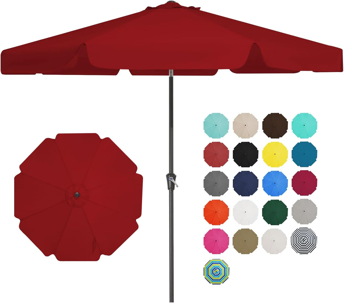 JEAREY 12' Patio Umbrellas Outdoor Table Market Umbrella w/Crank, 8 Sturdy Ribs, UV Protection Waterproof Sunproof(Brown)