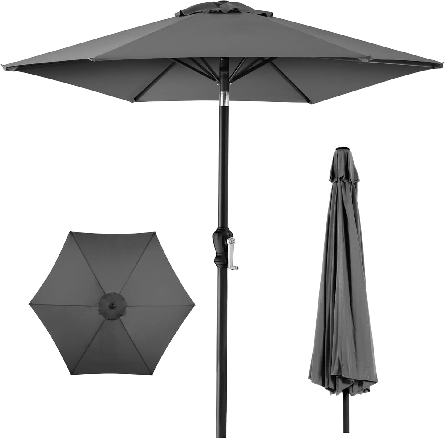Best Choice Products 10ft Outdoor Steel Polyester Market Patio Umbrella w/Crank, Easy Push Button, Tilt, Table Compatible - Navy Blue