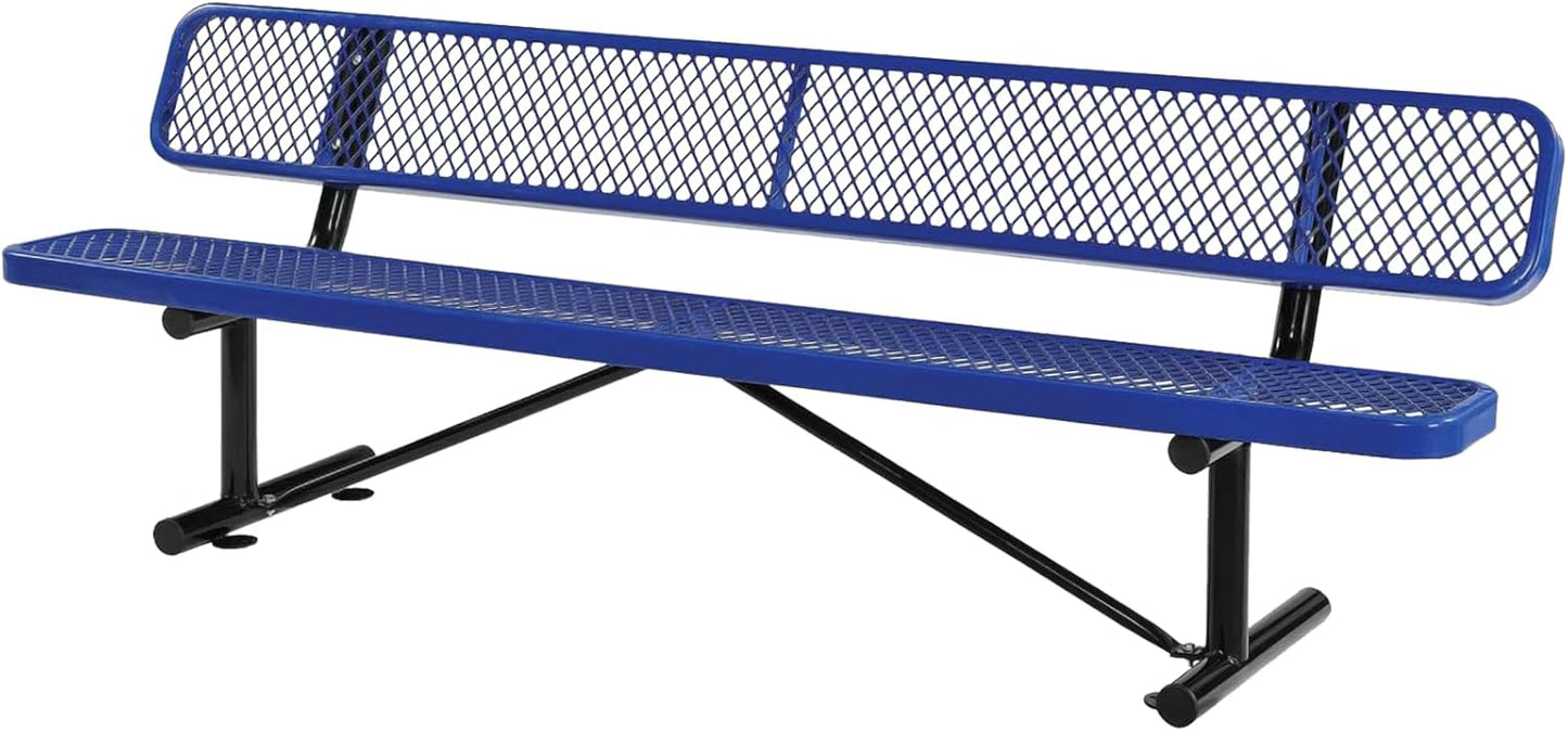 Outdoor Garden Bench, Cast Iron Metal Frame Patio Park Bench with Backrest, Portable Expanded Metal Black Bench, Commercial-Grade Outdoor Seating for Lawn, Patio, Park, Yard, Garden (Black, 8FT/96'')