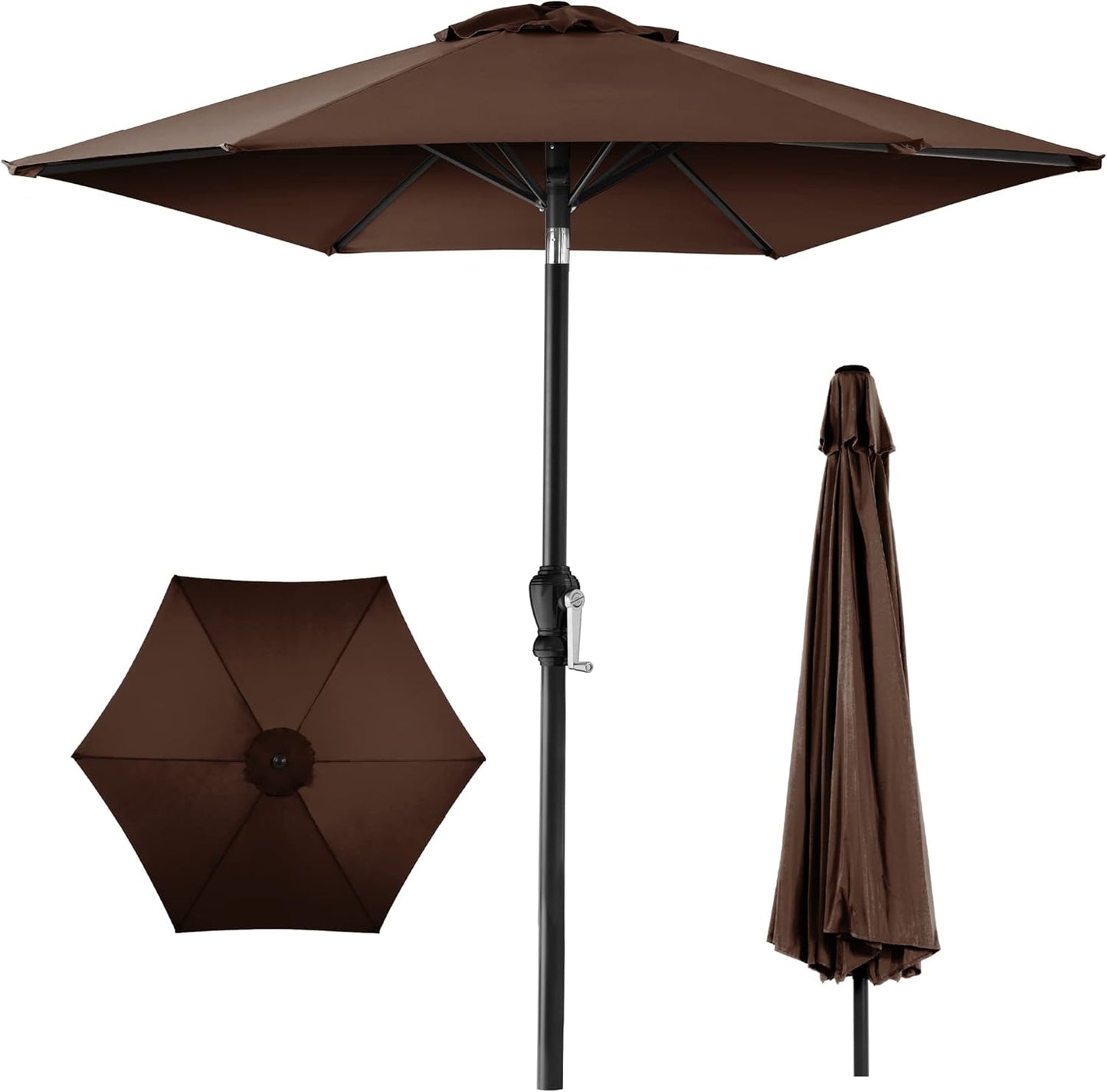 Best Choice Products 10ft Outdoor Steel Polyester Market Patio Umbrella w/Crank, Easy Push Button, Tilt, Table Compatible - Navy Blue