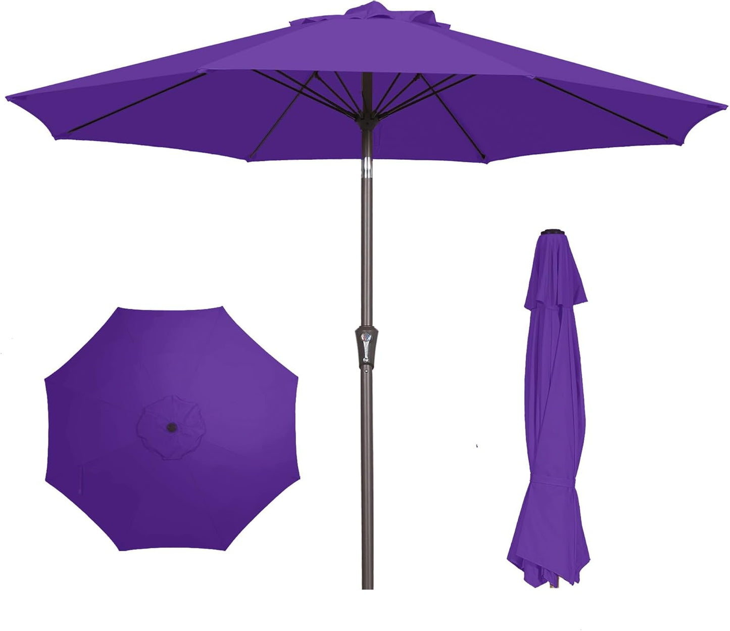 PatioKingdom 10FT Patio Umbrella with Push Button Tilt and Crank, Outdoor Market Umbrella with 8 Fiberglass Ribs, UV Protection Table Umbrella for Pool,Backyard,Garden,Deck(Navy, 10FT)