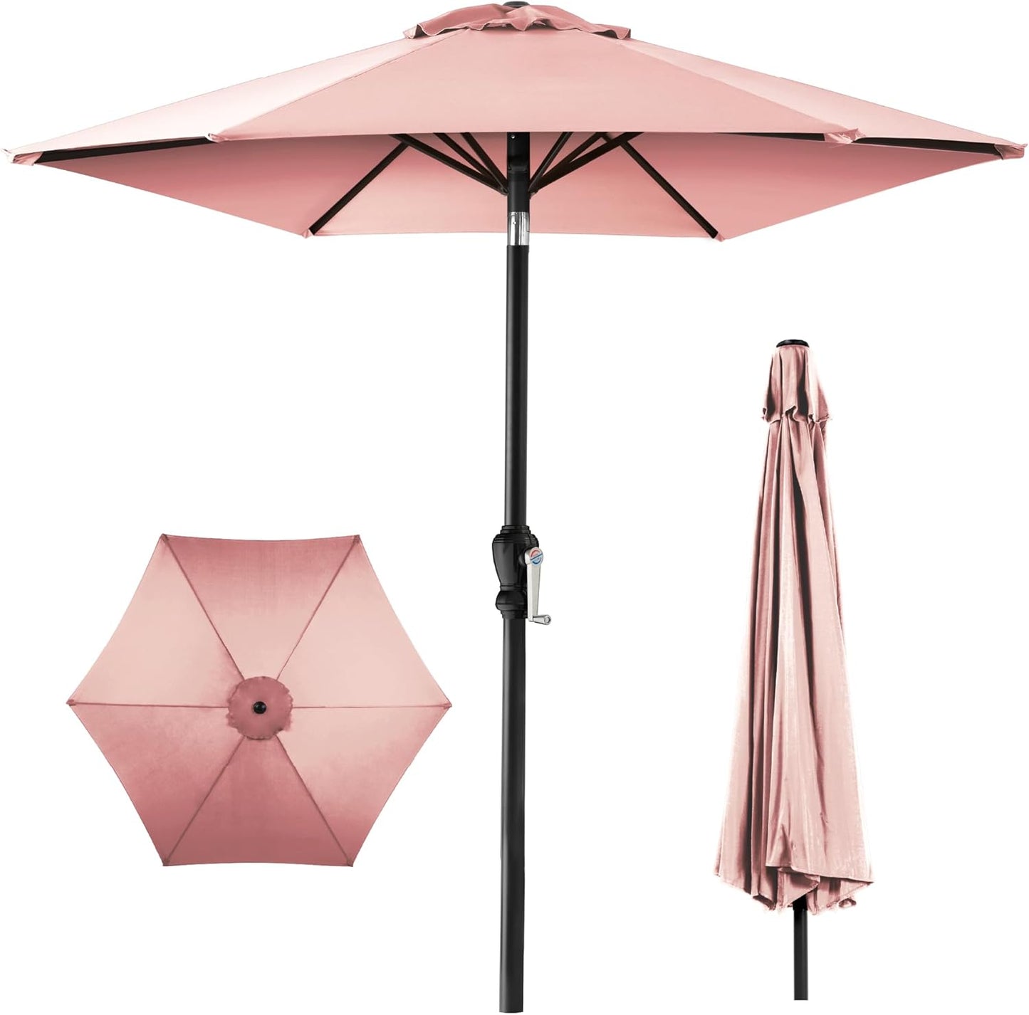 Best Choice Products 10ft Outdoor Steel Polyester Market Patio Umbrella w/Crank, Easy Push Button, Tilt, Table Compatible - Navy Blue