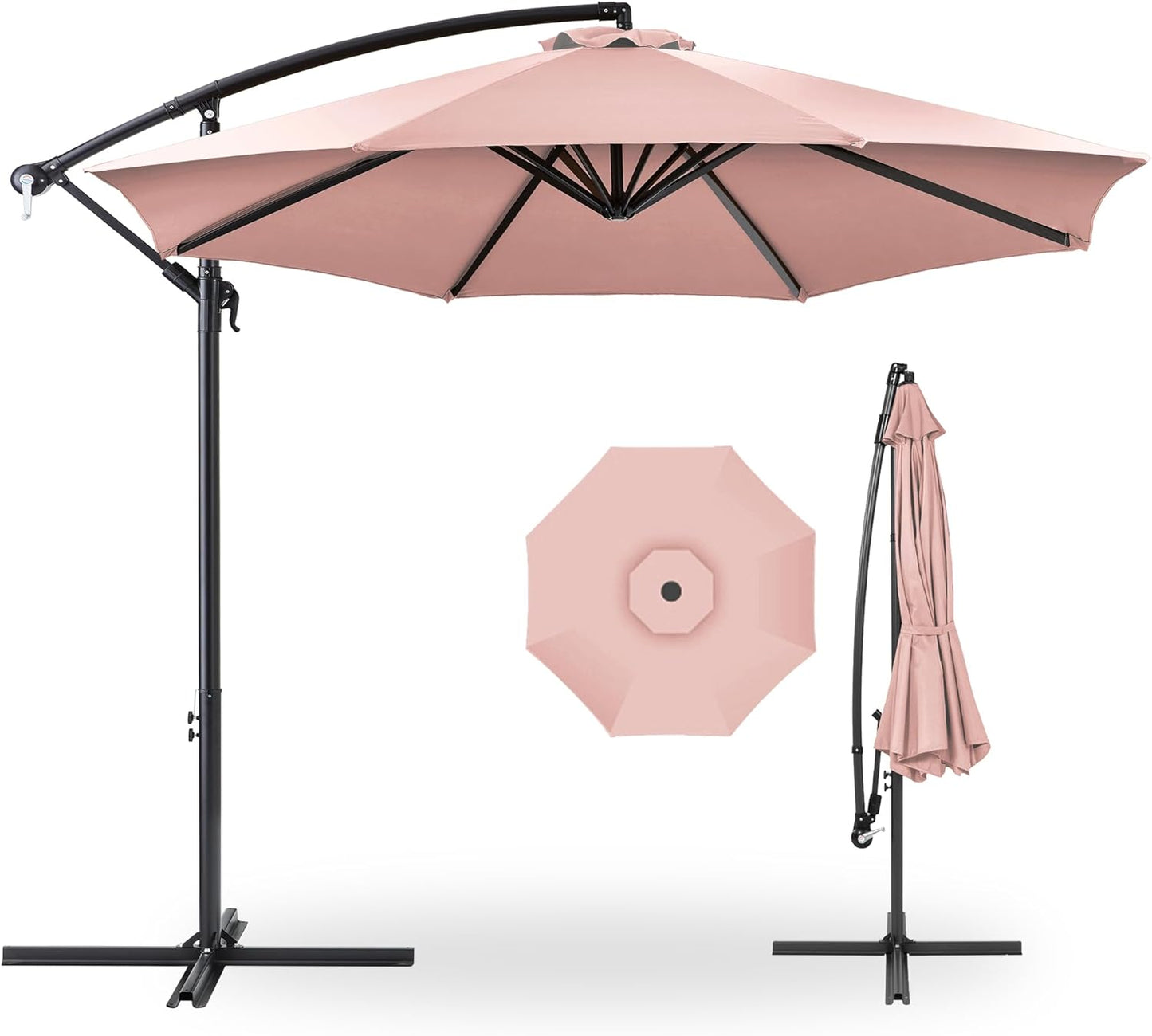 Best Choice Products 10ft Offset Hanging Market Patio Umbrella w/Easy Tilt Adjustment, Polyester Shade, 8 Ribs for Backyard, Poolside, Lawn and Garden