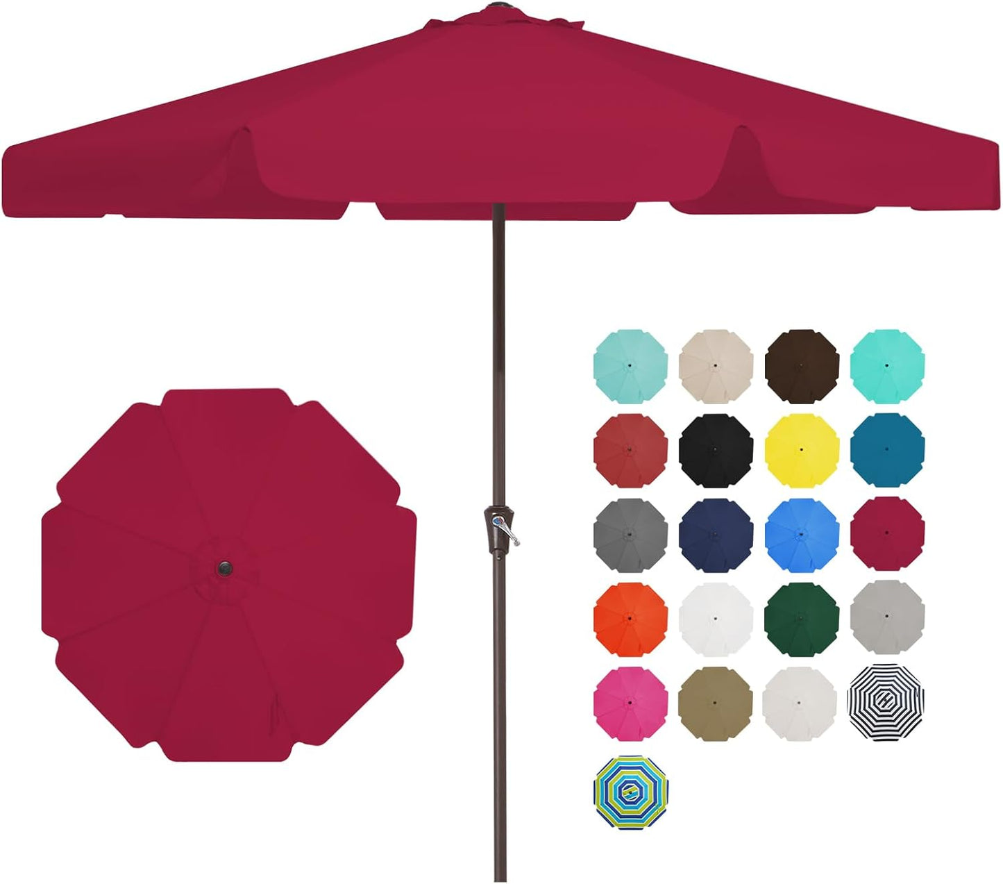 JEAREY 12' Patio Umbrellas Outdoor Table Market Umbrella w/Crank, 8 Sturdy Ribs, UV Protection Waterproof Sunproof(Brown)