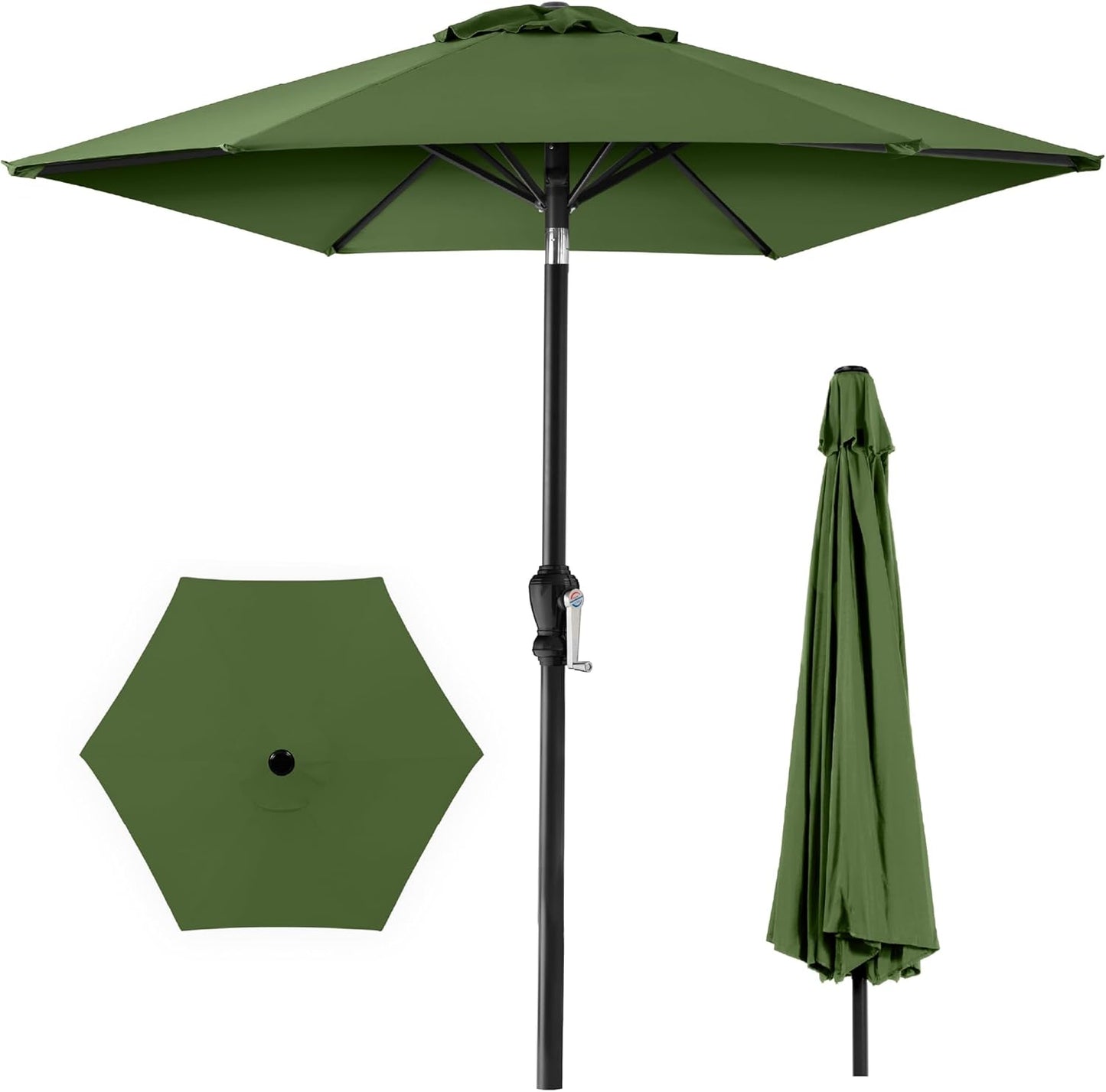 Best Choice Products 10ft Outdoor Steel Polyester Market Patio Umbrella w/Crank, Easy Push Button, Tilt, Table Compatible - Navy Blue