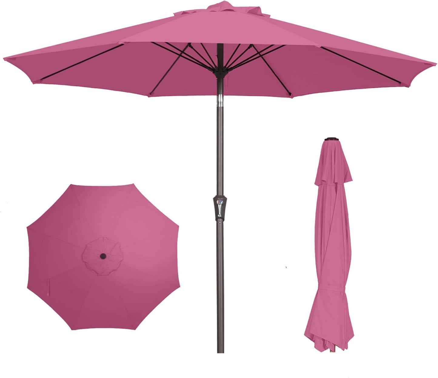 PatioKingdom 10FT Patio Umbrella with Push Button Tilt and Crank, Outdoor Market Umbrella with 8 Fiberglass Ribs, UV Protection Table Umbrella for Pool,Backyard,Garden,Deck(Navy, 10FT)