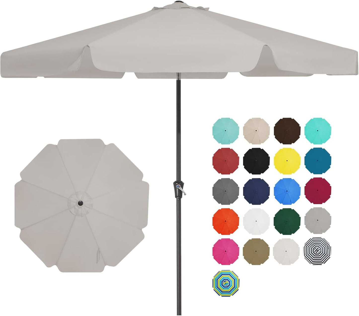 JEAREY 12' Patio Umbrellas Outdoor Table Market Umbrella w/Crank, 8 Sturdy Ribs, UV Protection Waterproof Sunproof(Brown)