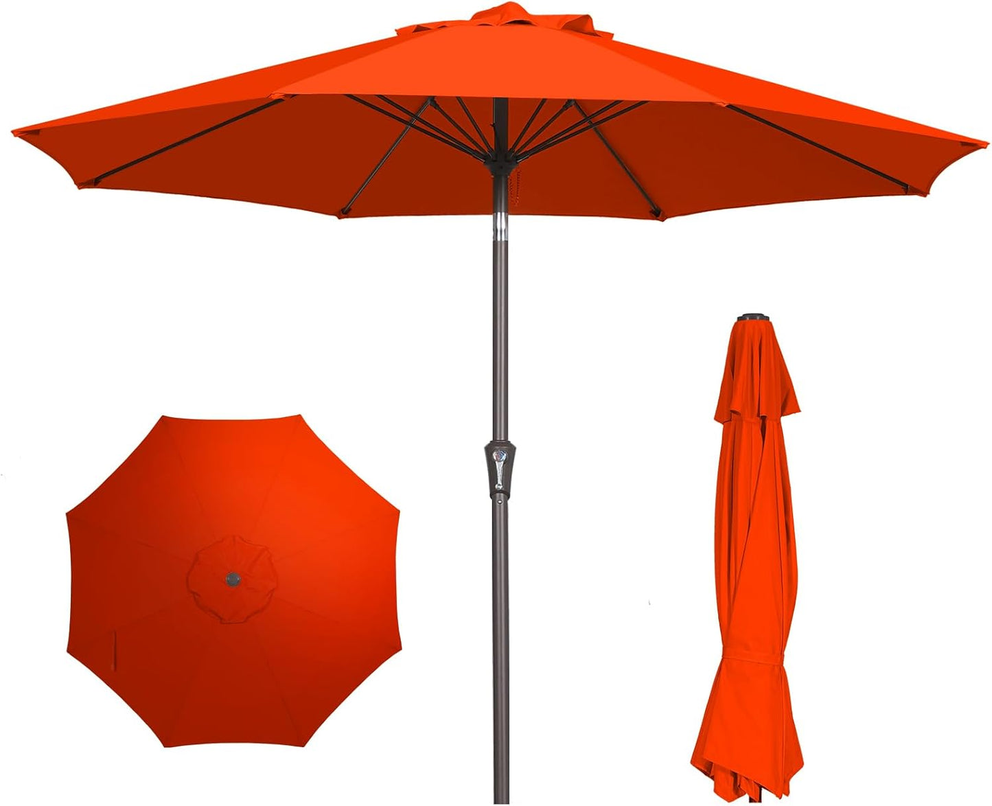 PatioKingdom 10FT Patio Umbrella with Push Button Tilt and Crank, Outdoor Market Umbrella with 8 Fiberglass Ribs, UV Protection Table Umbrella for Pool,Backyard,Garden,Deck(Navy, 10FT)