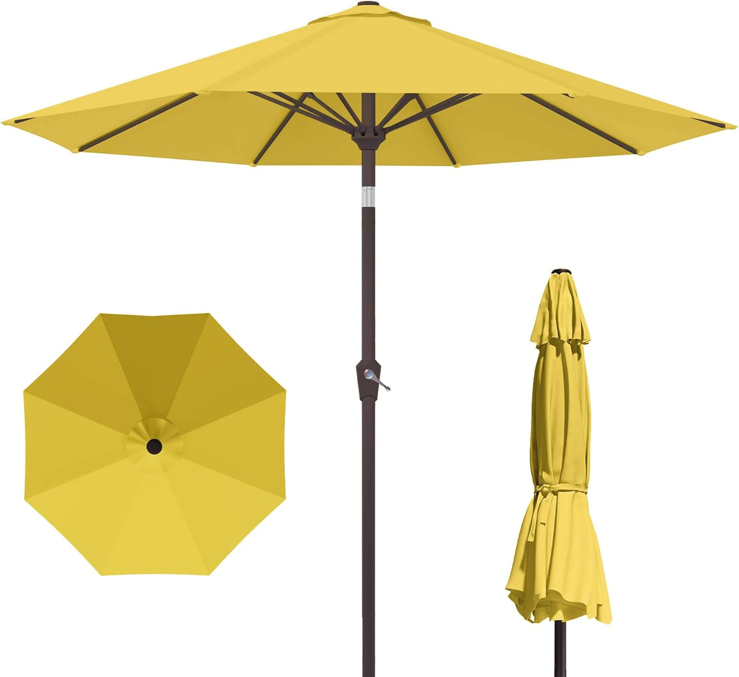 PatioKingdom 10FT Patio Umbrella with Push Button Tilt and Crank, Outdoor Market Umbrella with 8 Fiberglass Ribs, UV Protection Table Umbrella for Pool,Backyard,Garden,Deck(Navy, 10FT)