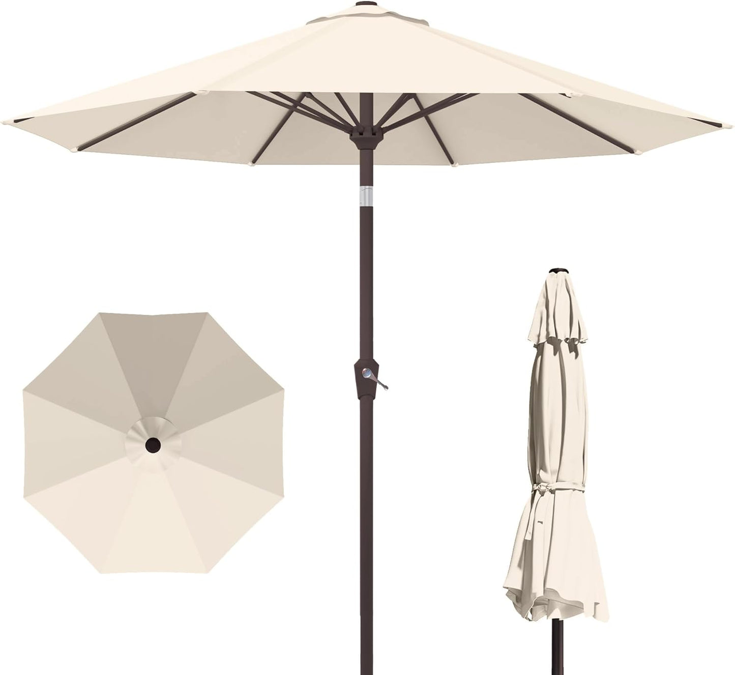 PatioKingdom 10FT Patio Umbrella with Push Button Tilt and Crank, Outdoor Market Umbrella with 8 Fiberglass Ribs, UV Protection Table Umbrella for Pool,Backyard,Garden,Deck(Navy, 10FT)