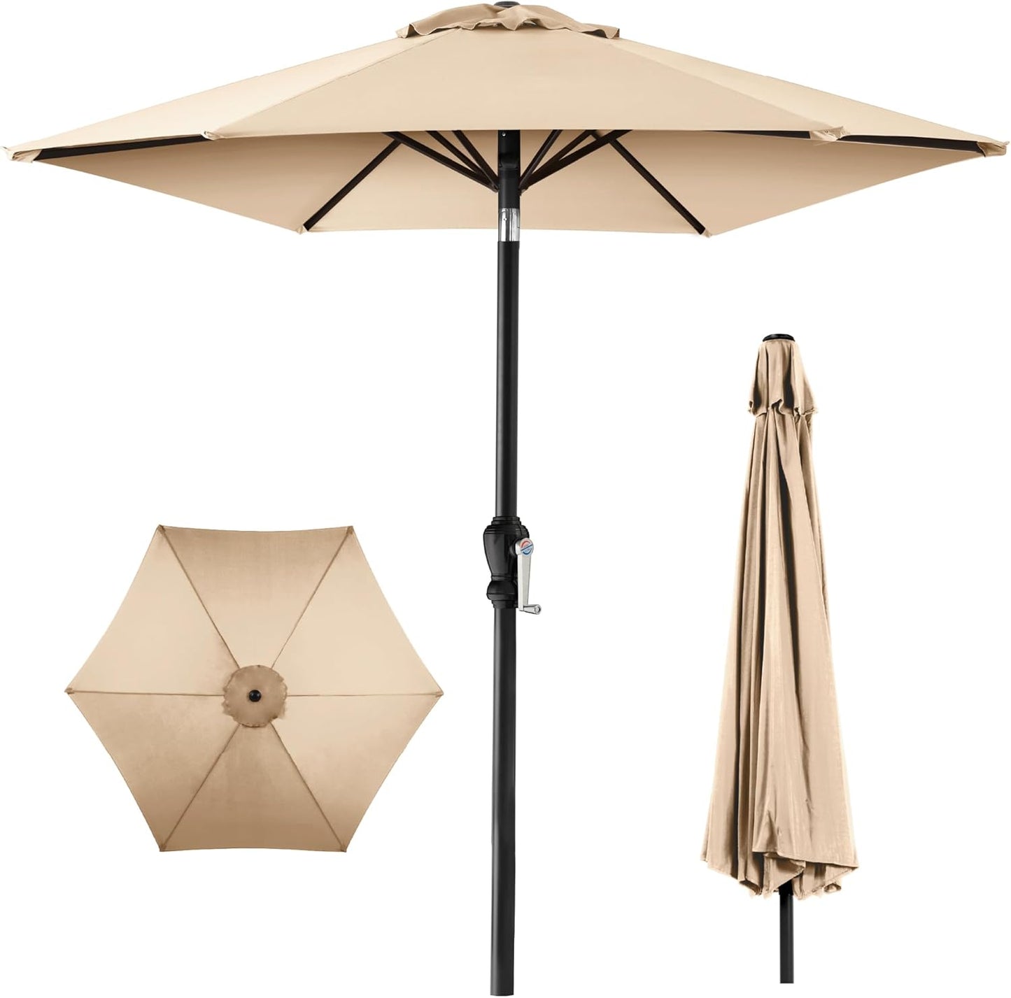 Best Choice Products 10ft Outdoor Steel Polyester Market Patio Umbrella w/Crank, Easy Push Button, Tilt, Table Compatible - Navy Blue