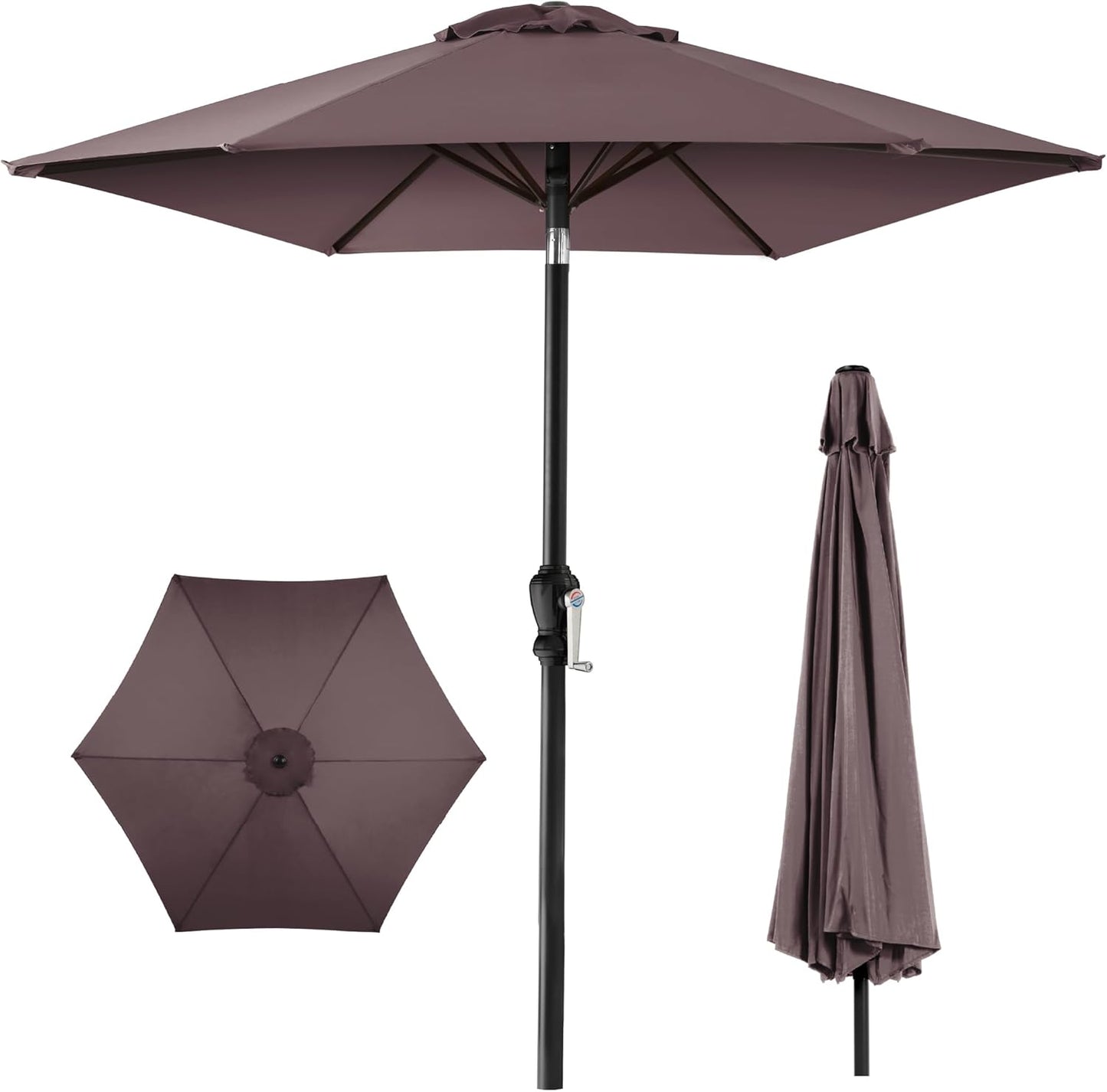 Best Choice Products 10ft Outdoor Steel Polyester Market Patio Umbrella w/Crank, Easy Push Button, Tilt, Table Compatible - Navy Blue