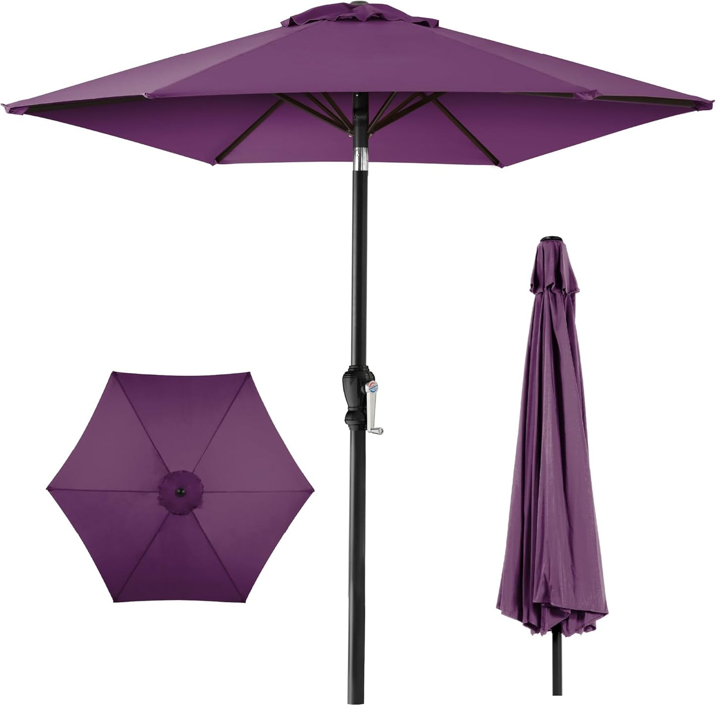 Best Choice Products 10ft Outdoor Steel Polyester Market Patio Umbrella w/Crank, Easy Push Button, Tilt, Table Compatible - Navy Blue