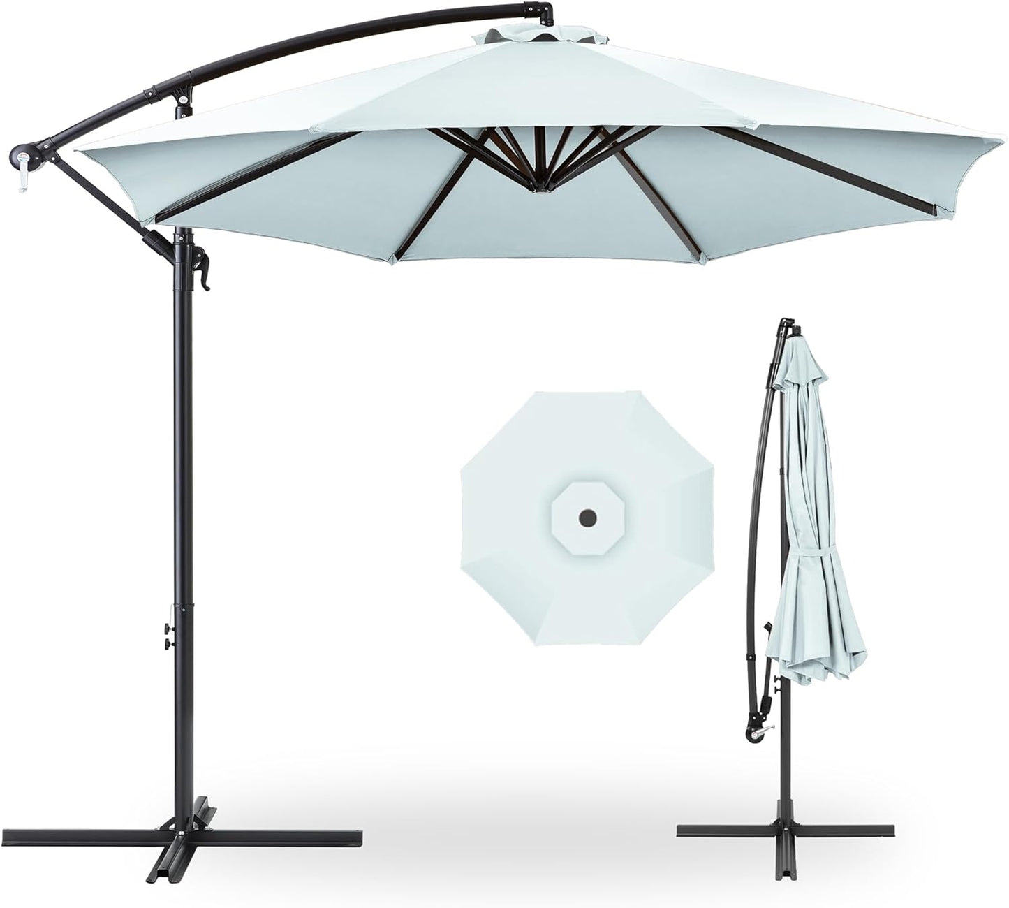Best Choice Products 10ft Offset Hanging Market Patio Umbrella w/Easy Tilt Adjustment, Polyester Shade, 8 Ribs for Backyard, Poolside, Lawn and Garden