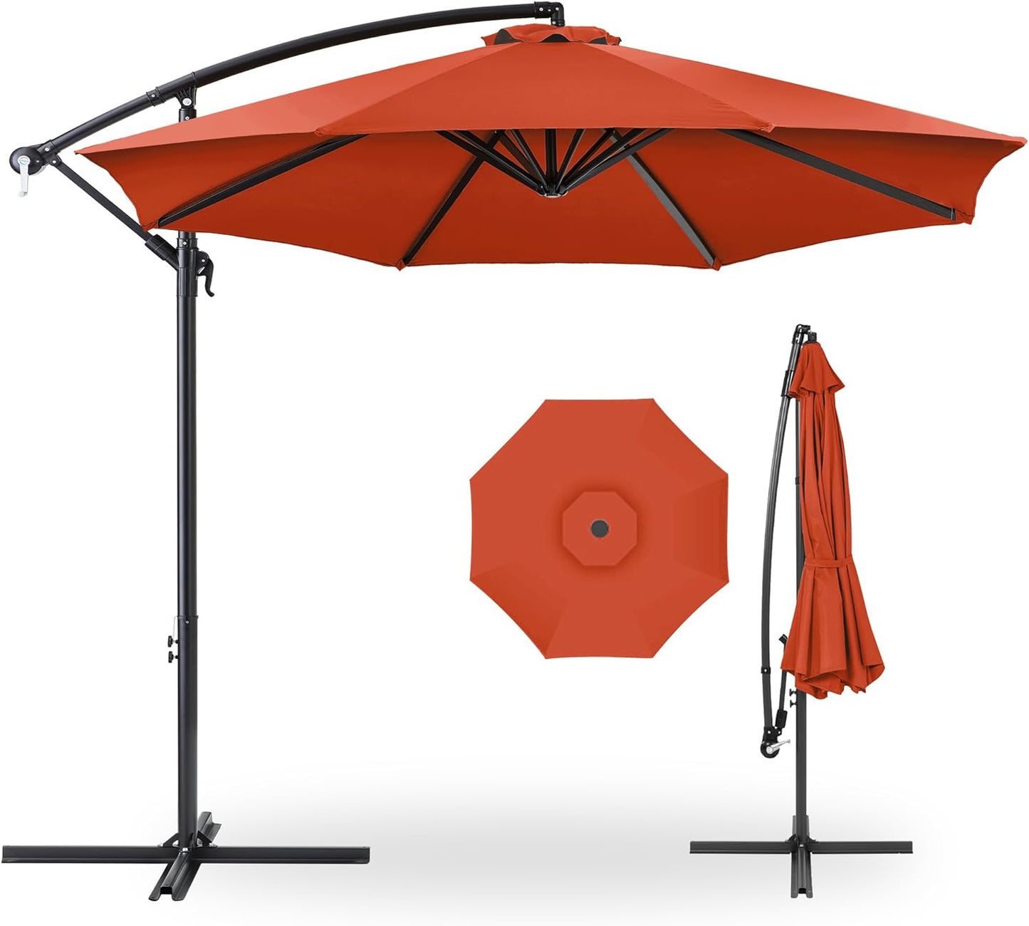 Best Choice Products 10ft Offset Hanging Market Patio Umbrella w/Easy Tilt Adjustment, Polyester Shade, 8 Ribs for Backyard, Poolside, Lawn and Garden