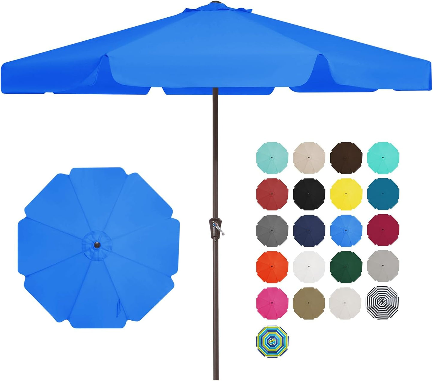 JEAREY 12' Patio Umbrellas Outdoor Table Market Umbrella w/Crank, 8 Sturdy Ribs, UV Protection Waterproof Sunproof(Brown)