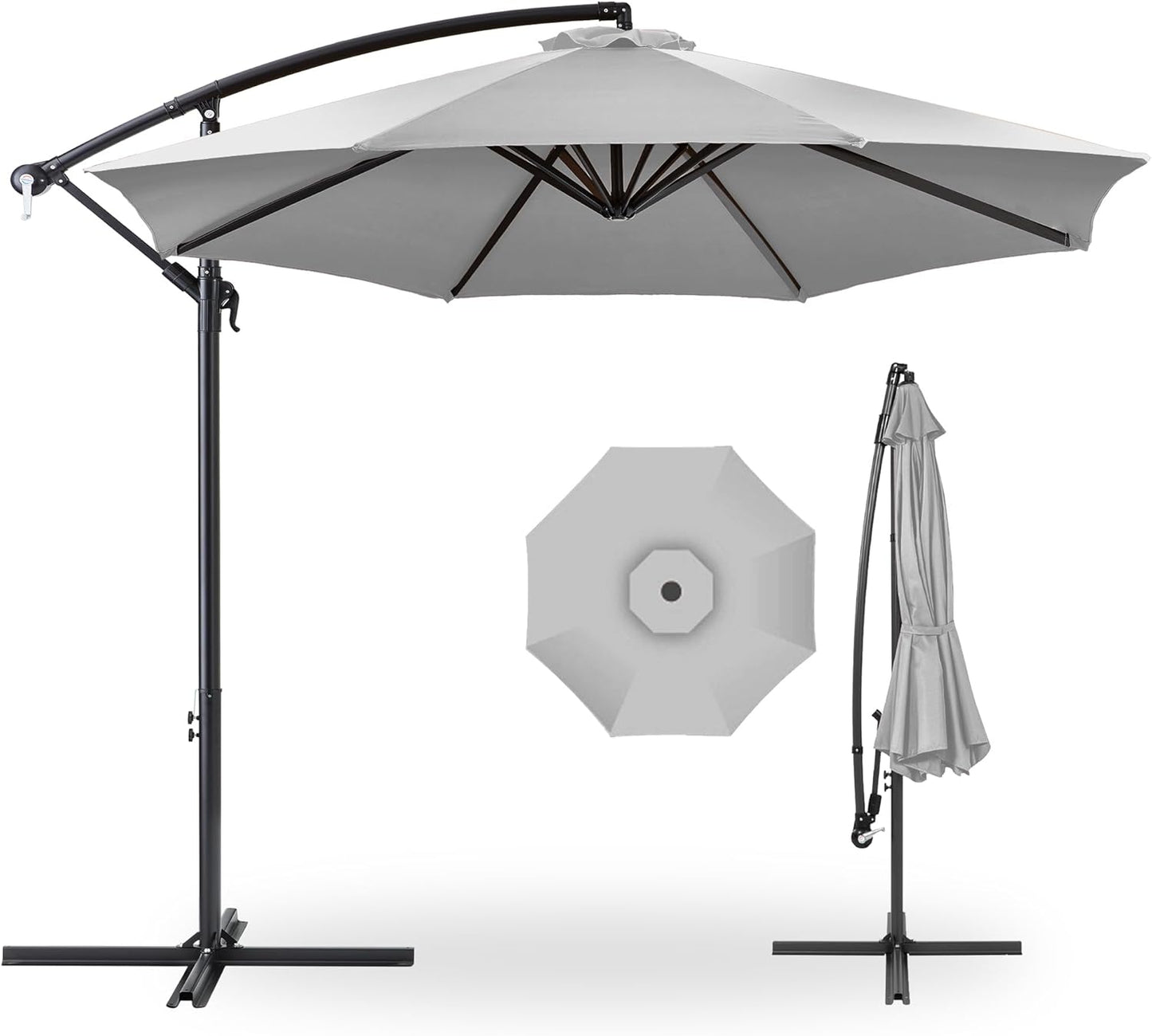 Best Choice Products 10ft Offset Hanging Market Patio Umbrella w/Easy Tilt Adjustment, Polyester Shade, 8 Ribs for Backyard, Poolside, Lawn and Garden