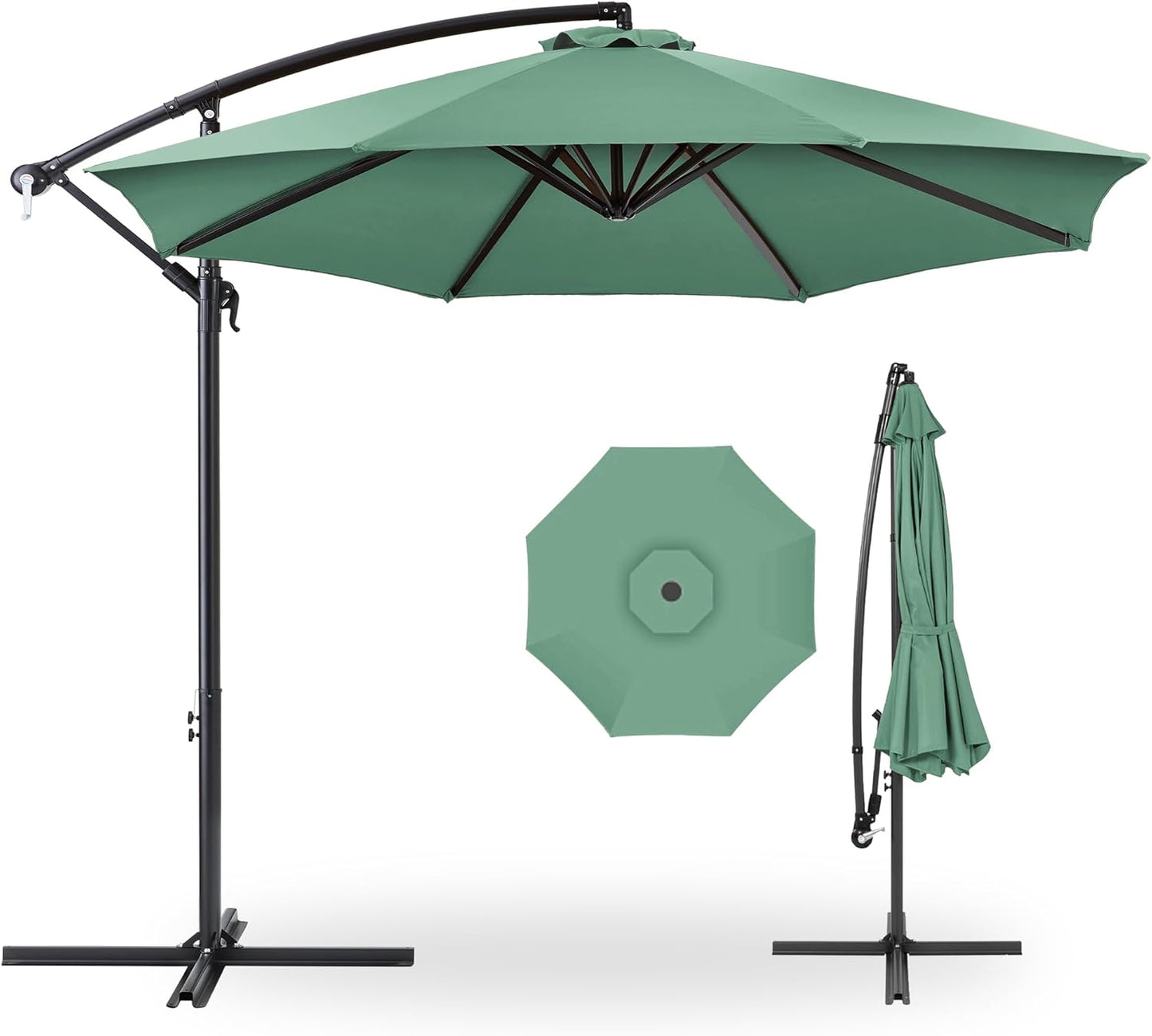 Best Choice Products 10ft Offset Hanging Market Patio Umbrella w/Easy Tilt Adjustment, Polyester Shade, 8 Ribs for Backyard, Poolside, Lawn and Garden