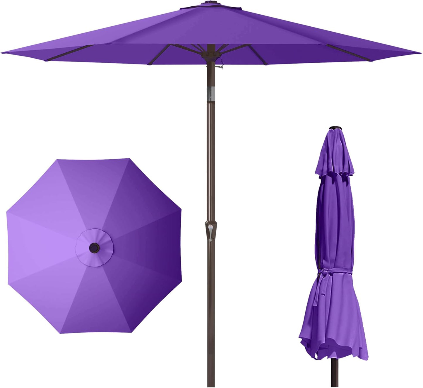 PatioKingdom 10FT Patio Umbrella with Push Button Tilt and Crank, Outdoor Market Umbrella with 8 Fiberglass Ribs, UV Protection Table Umbrella for Pool,Backyard,Garden,Deck(Navy, 10FT)
