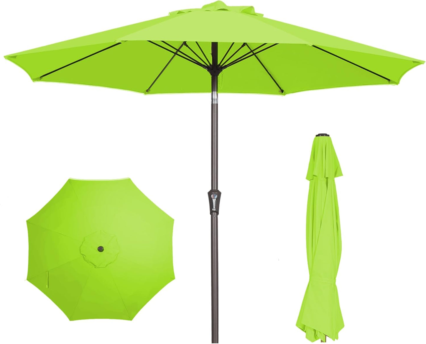 PatioKingdom 10FT Patio Umbrella with Push Button Tilt and Crank, Outdoor Market Umbrella with 8 Fiberglass Ribs, UV Protection Table Umbrella for Pool,Backyard,Garden,Deck(Navy, 10FT)