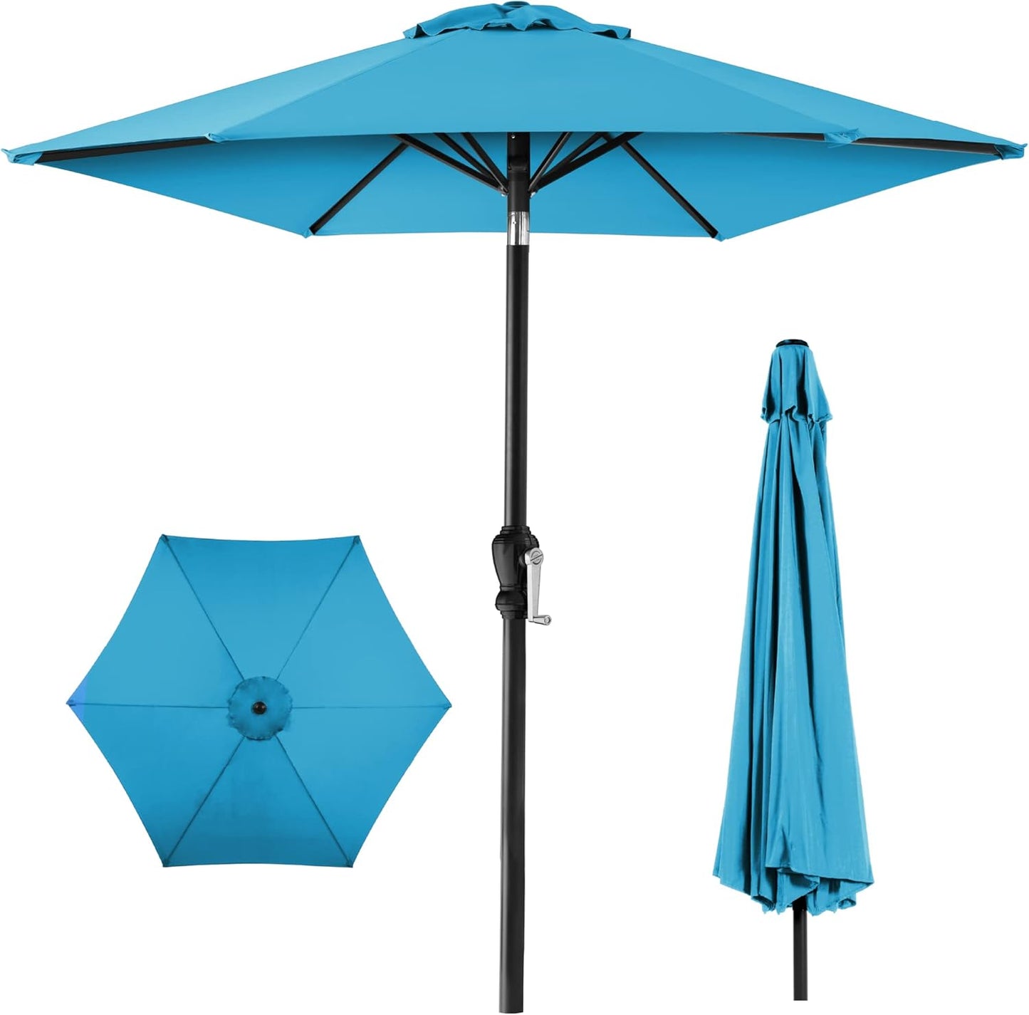 Best Choice Products 10ft Outdoor Steel Polyester Market Patio Umbrella w/Crank, Easy Push Button, Tilt, Table Compatible - Navy Blue