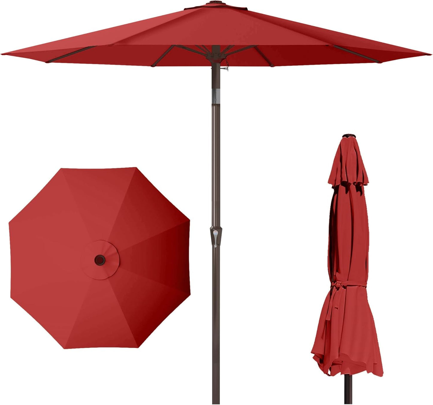 PatioKingdom 10FT Patio Umbrella with Push Button Tilt and Crank, Outdoor Market Umbrella with 8 Fiberglass Ribs, UV Protection Table Umbrella for Pool,Backyard,Garden,Deck(Navy, 10FT)