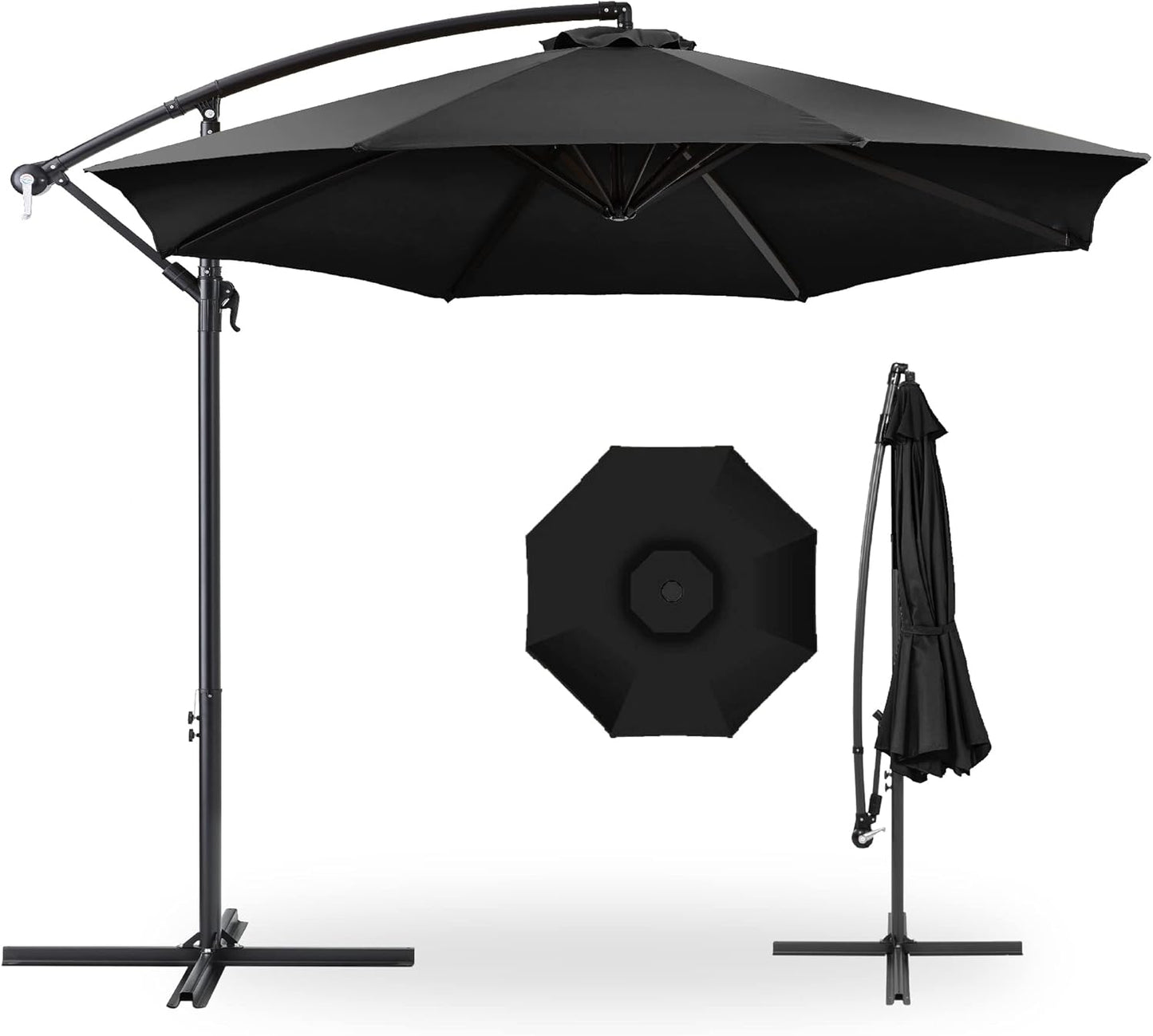 Best Choice Products 10ft Offset Hanging Market Patio Umbrella w/Easy Tilt Adjustment, Polyester Shade, 8 Ribs for Backyard, Poolside, Lawn and Garden