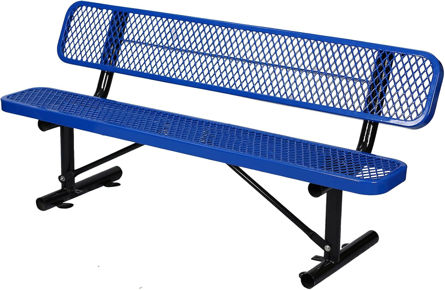 Heavy Duty Park Bench with Back Portable Frame, Outdoor Metal Park Bench with Backrest, Steel Mesh Outdoor Bench for Garden, Lawn, Patio, Porch, Park, Yard (Blue, 94.1" D x 23.2" W x 32.5" H)