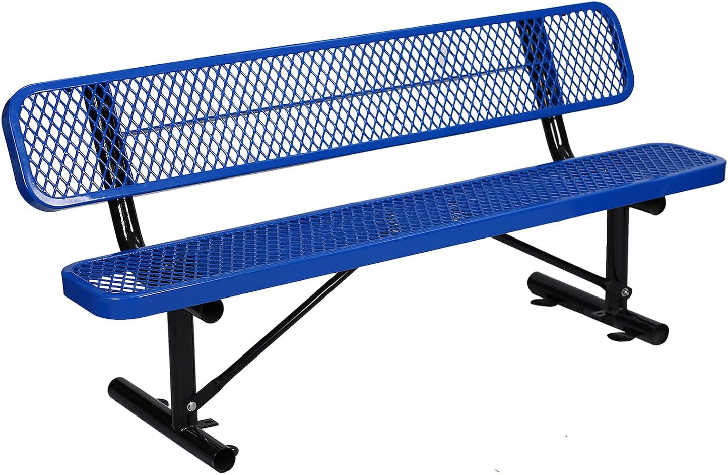 Outdoor Garden Bench, Cast Iron Metal Frame Patio Park Bench with Backrest, Portable Expanded Metal Black Bench, Commercial-Grade Outdoor Seating for Lawn, Patio, Park, Yard, Garden (Black, 8FT/96'')