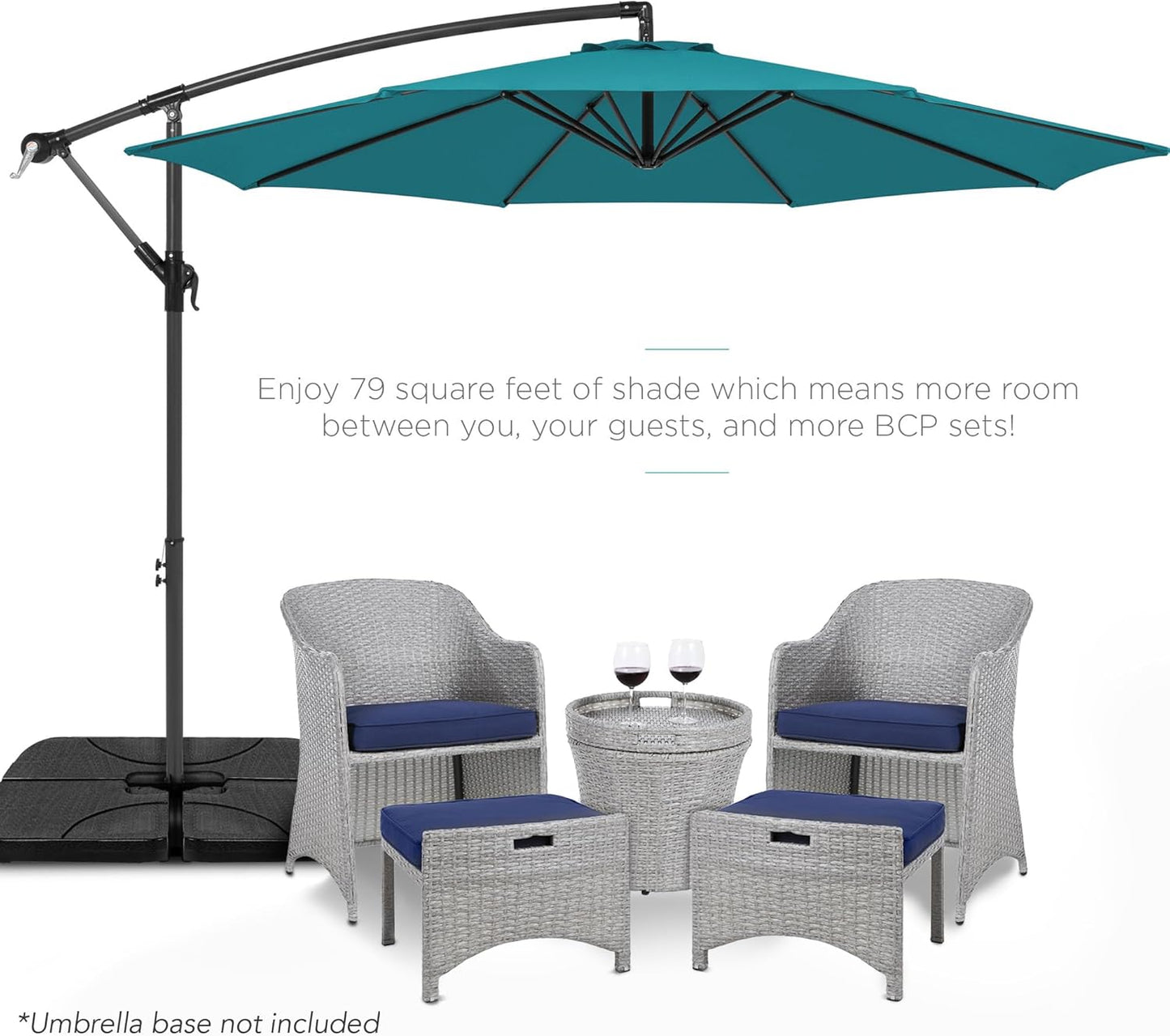 Best Choice Products 10ft Offset Hanging Market Patio Umbrella w/Easy Tilt Adjustment, Polyester Shade, 8 Ribs for Backyard, Poolside, Lawn and Garden