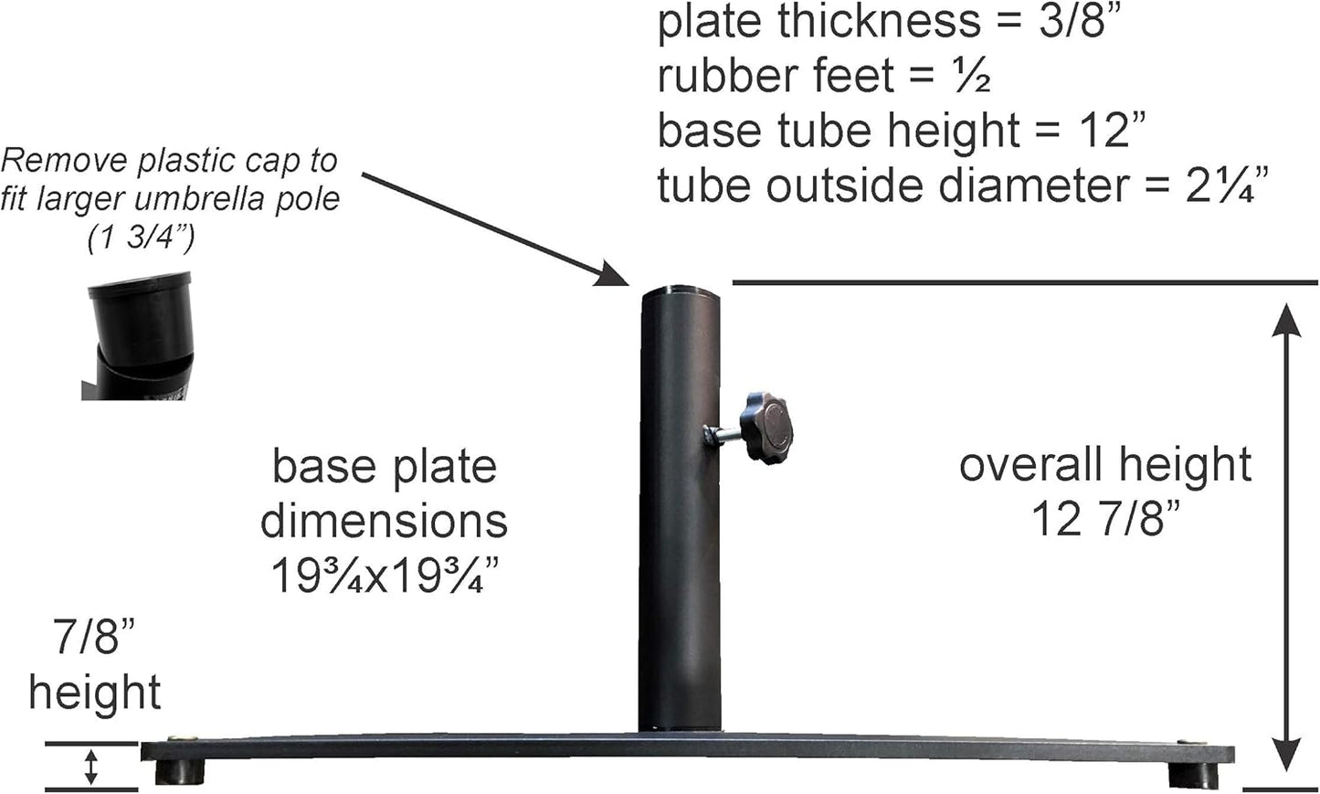 036TSSQ Steel Plate Umbrella Base, 36 lb, Black