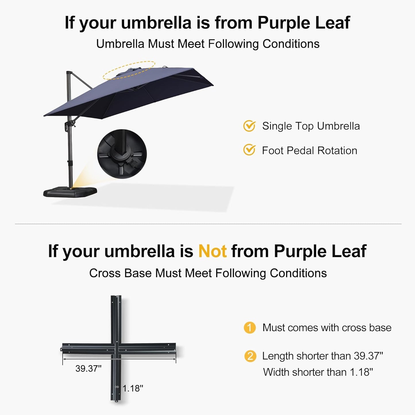 PURPLE LEAF Patio Umbrella Base SBL4090 Water &Sand Filled Weighted Base Outdoor Umbrella Base for Offset Cantilever Umbrella 200 Lbs