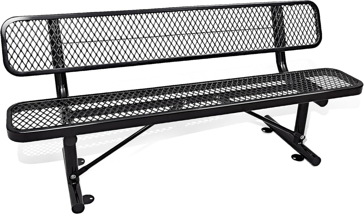 Heavy Duty Park Bench with Back Portable Frame, Outdoor Metal Park Bench with Backrest, Steel Mesh Outdoor Bench for Garden, Lawn, Patio, Porch, Park, Yard (Blue, 94.1" D x 23.2" W x 32.5" H)
