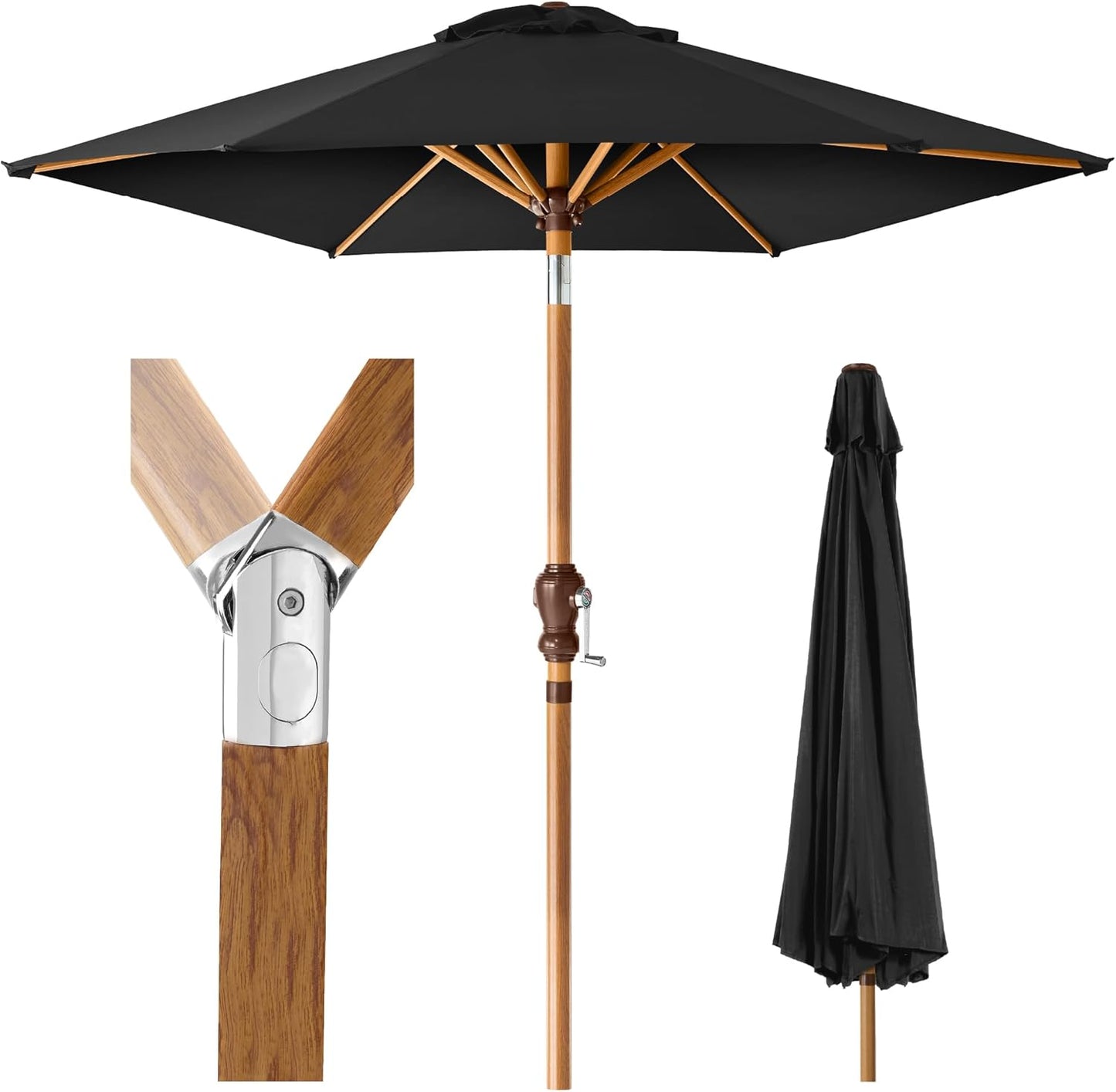 Best Choice Products 10ft Outdoor Steel Polyester Market Patio Umbrella w/Crank, Easy Push Button, Tilt, Table Compatible - Navy Blue