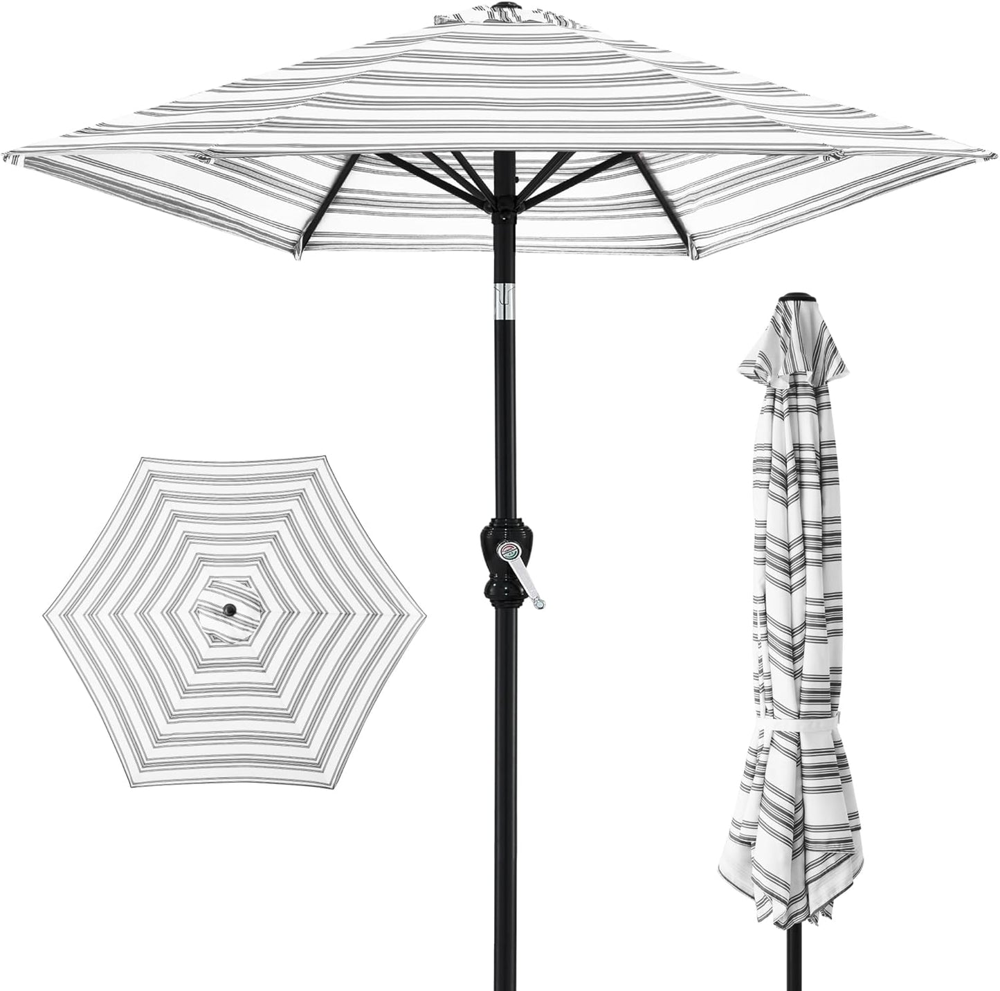 Best Choice Products 10ft Outdoor Steel Polyester Market Patio Umbrella w/Crank, Easy Push Button, Tilt, Table Compatible - Navy Blue