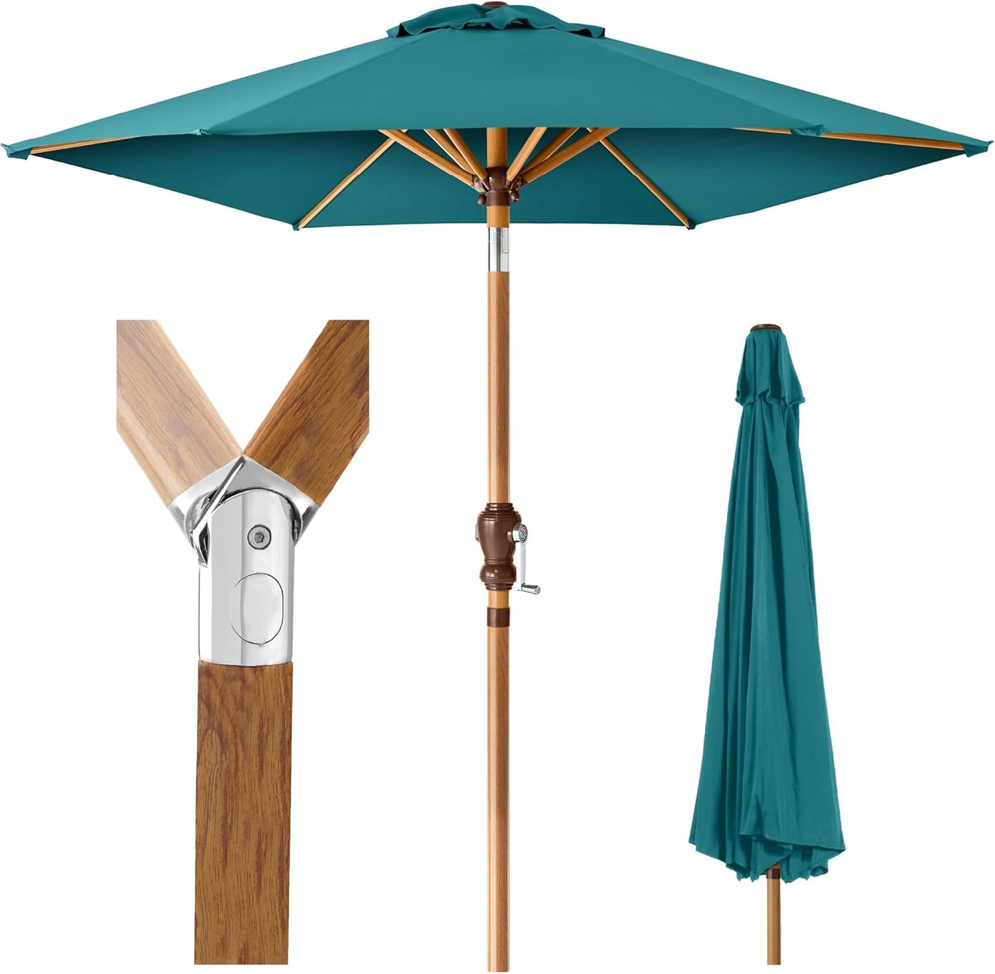 Best Choice Products 10ft Outdoor Steel Polyester Market Patio Umbrella w/Crank, Easy Push Button, Tilt, Table Compatible - Navy Blue