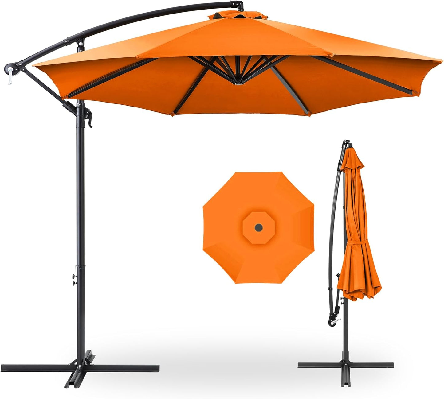 Best Choice Products 10ft Offset Hanging Market Patio Umbrella w/Easy Tilt Adjustment, Polyester Shade, 8 Ribs for Backyard, Poolside, Lawn and Garden