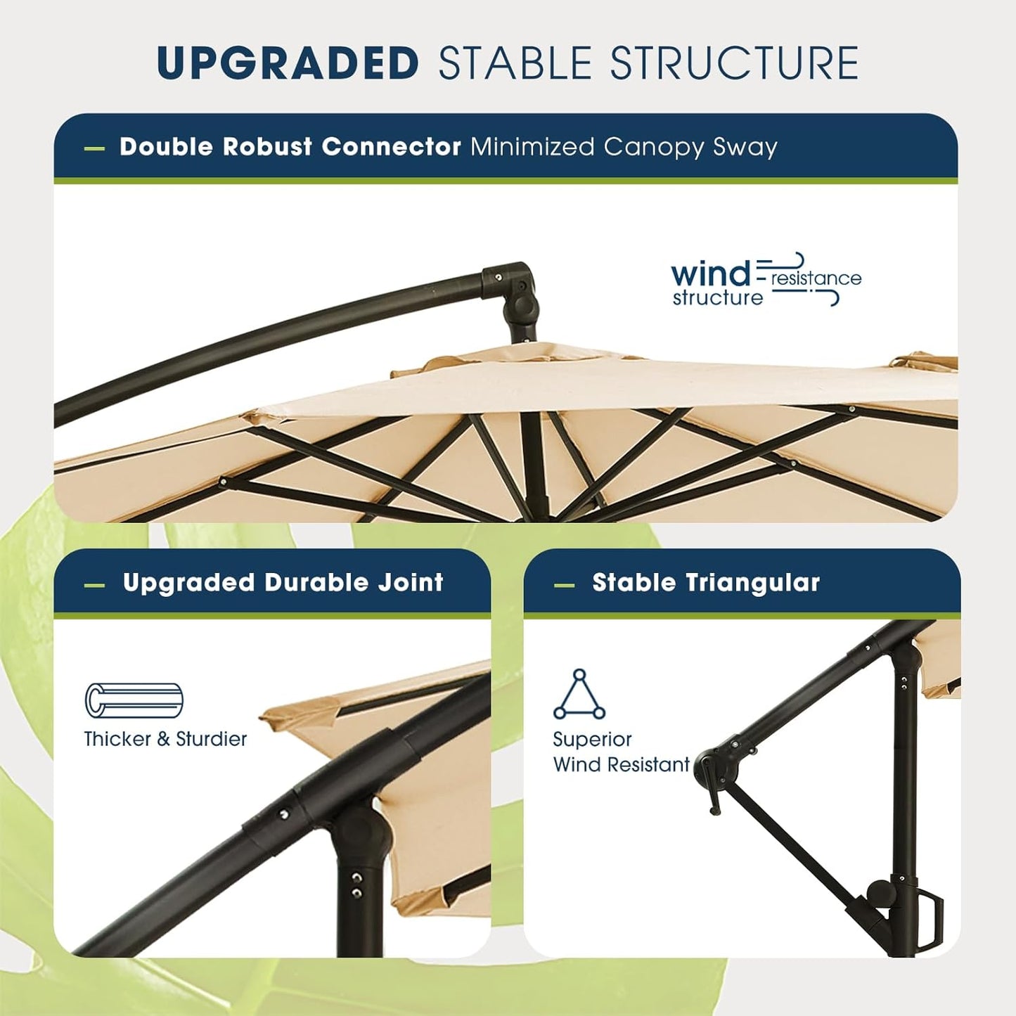 wikiwiki 10ft Patio Umbrellas Offset Outdoor Cantilever Hanging Umbrella w/Infinite Tilt, Fade Resistant Waterproof Recycled Fabric Canopy for Yard, Garden & Deck, Beige